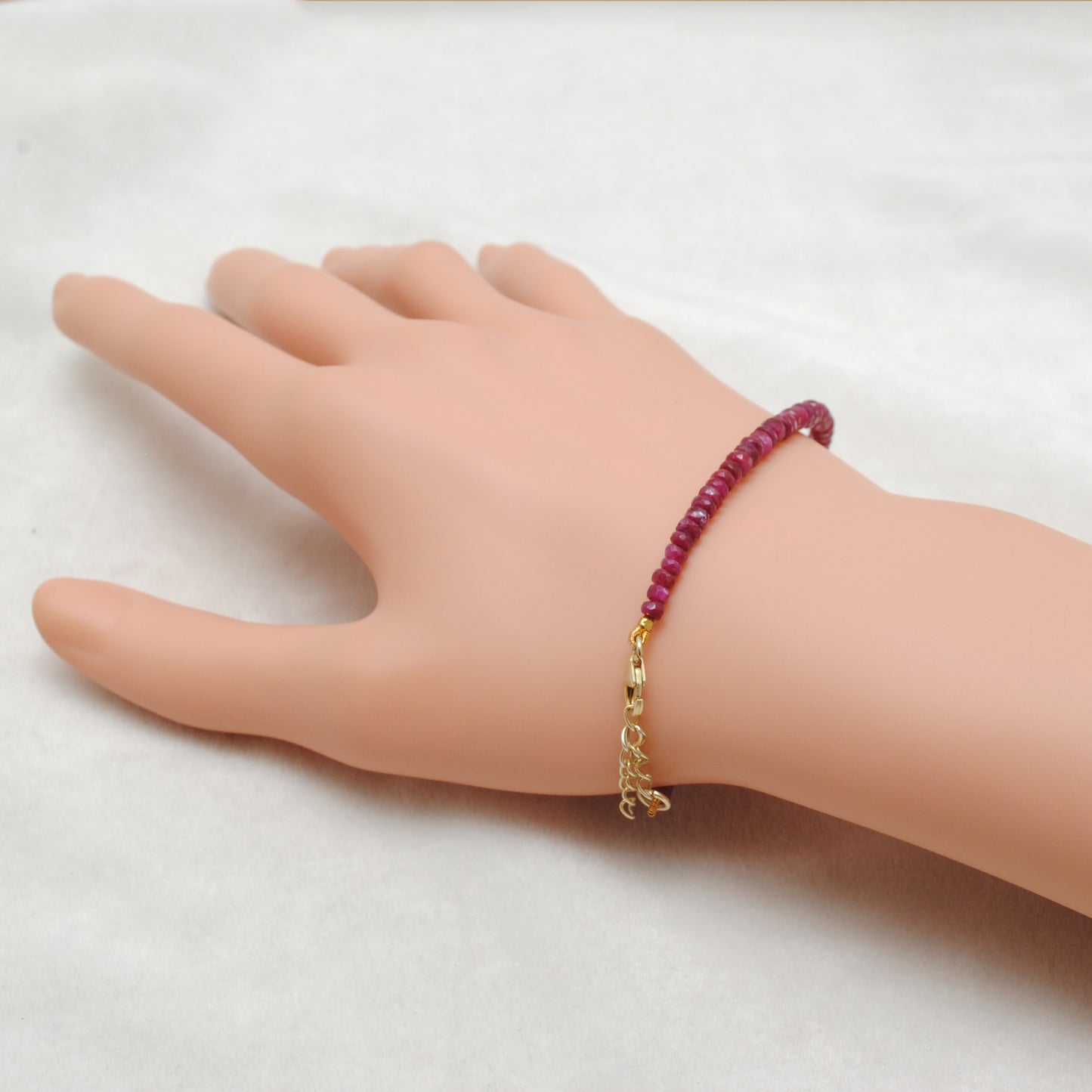 Faceted Ruby Rondelle Beaded Bracelet – July Birthstone Jewelry