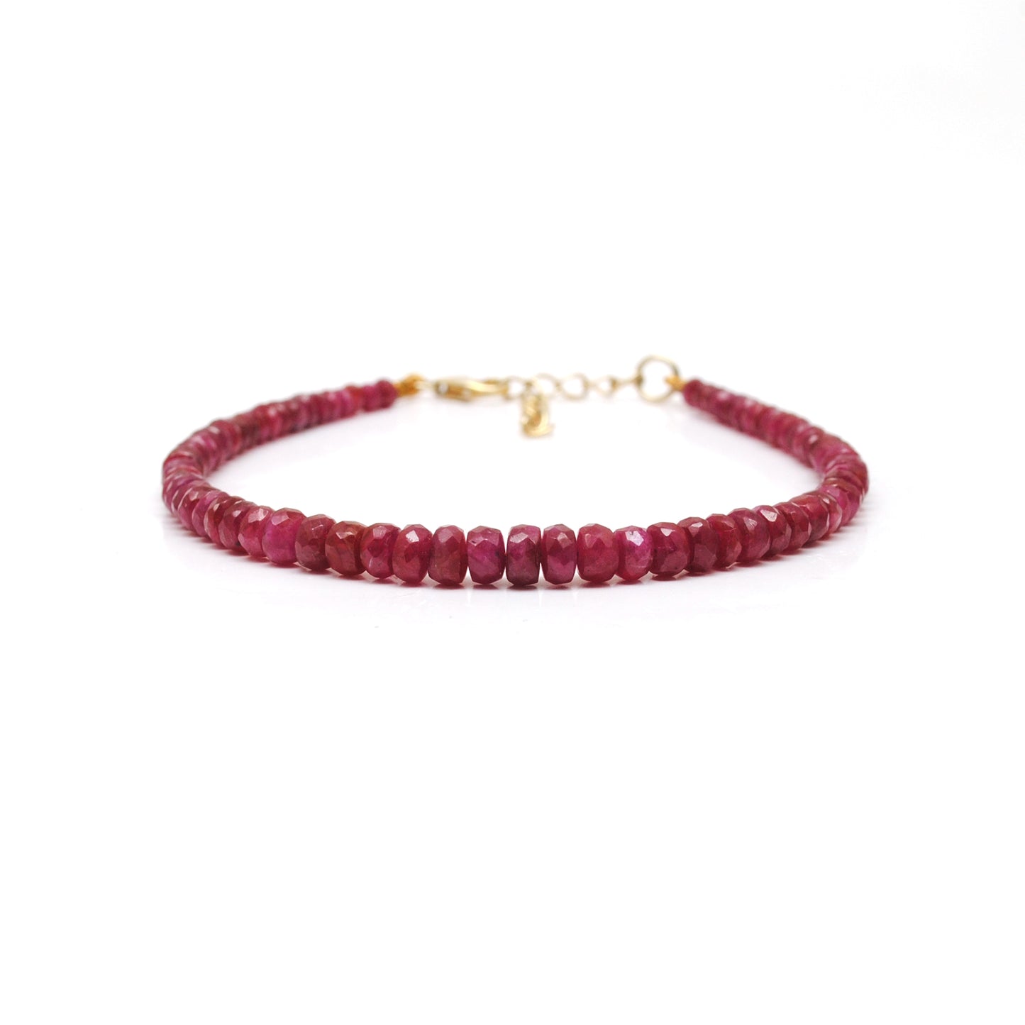 Faceted Ruby Rondelle Beaded Bracelet – July Birthstone Jewelry