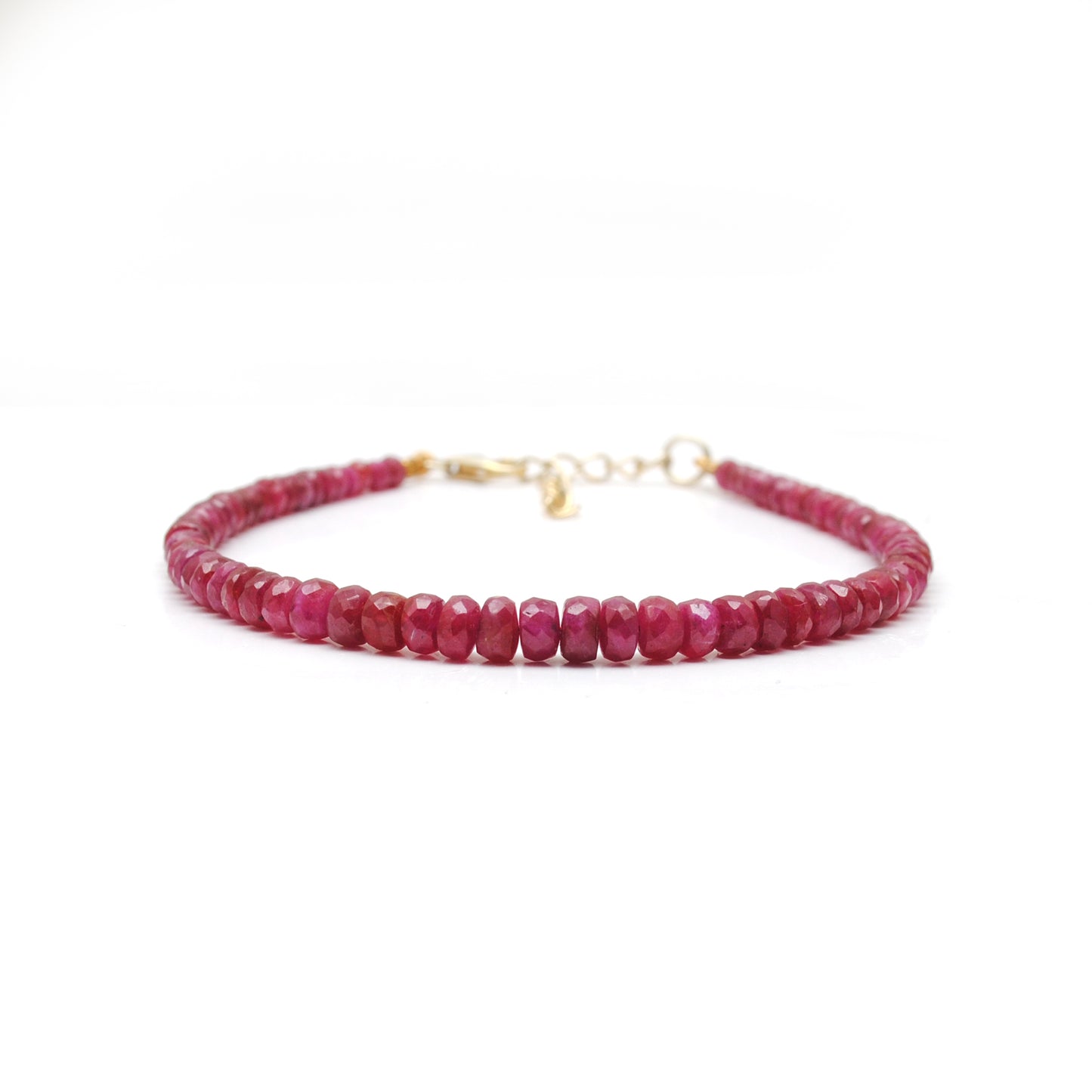 Faceted Ruby Rondelle Beaded Bracelet – July Birthstone Jewelry