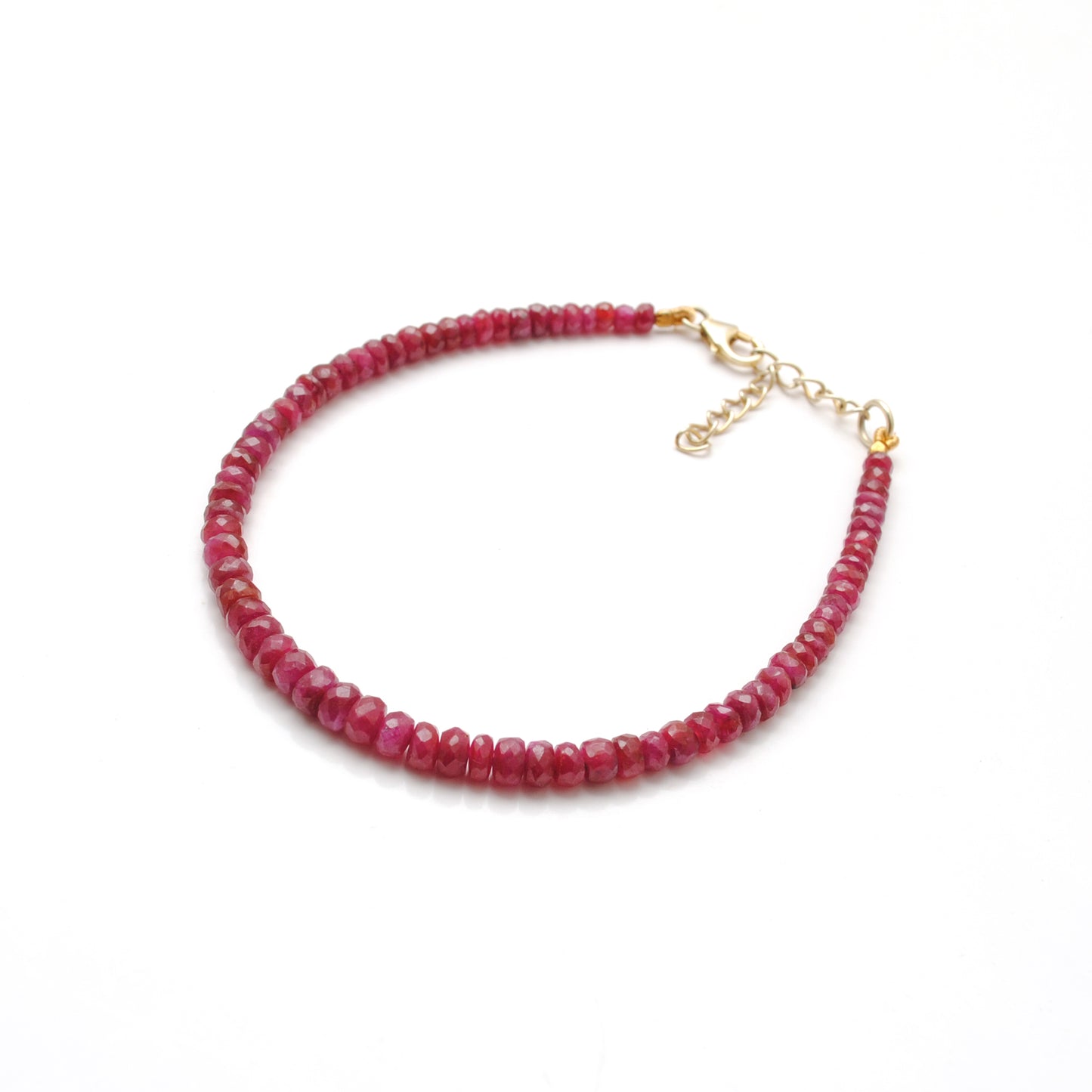 Faceted Ruby Rondelle Beaded Bracelet – July Birthstone Jewelry
