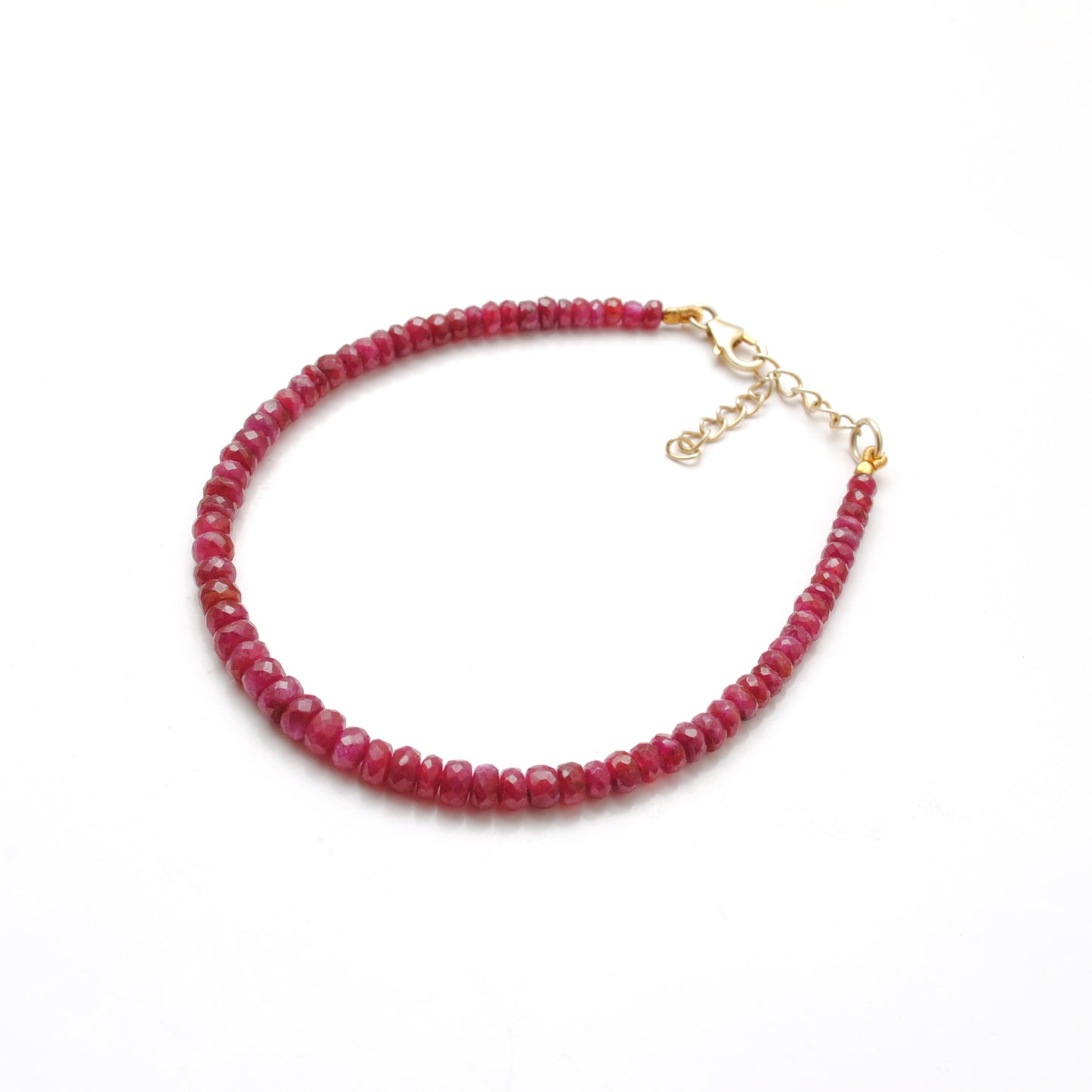 Faceted Ruby Rondelle Beaded Bracelet – July Birthstone Jewelry