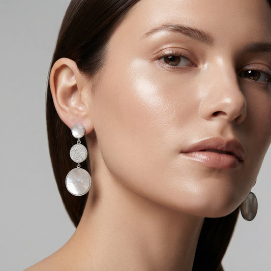 Pearl With Cz Drop Dangle Stud Silver Earring