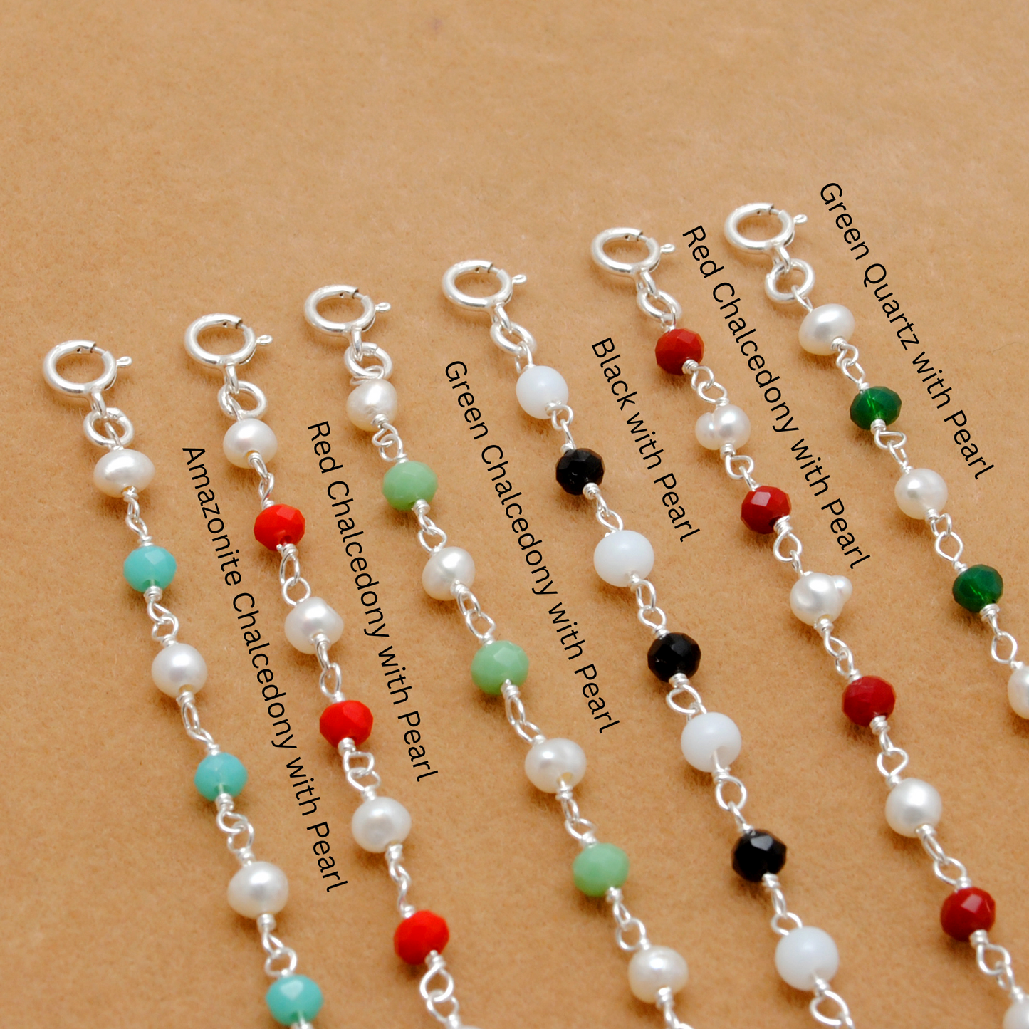 925 Silver Multi Chalcedony & Pearl Bracelet – Matching Necklace Available