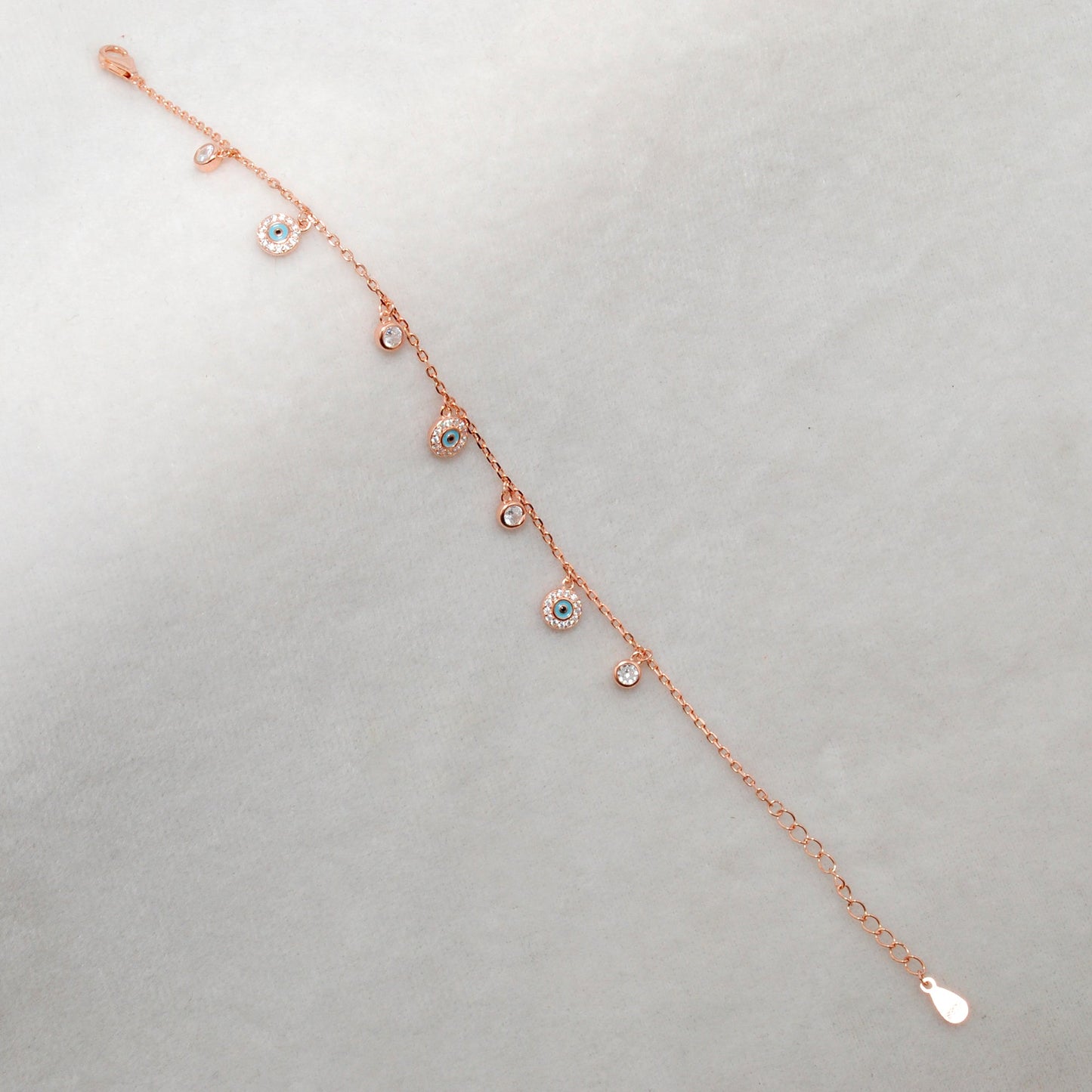Cubic Zirconia Evil Eye Bracelet – 925 Silver, Rose Gold & Silver Plated, 8 Inch Gift for Wife