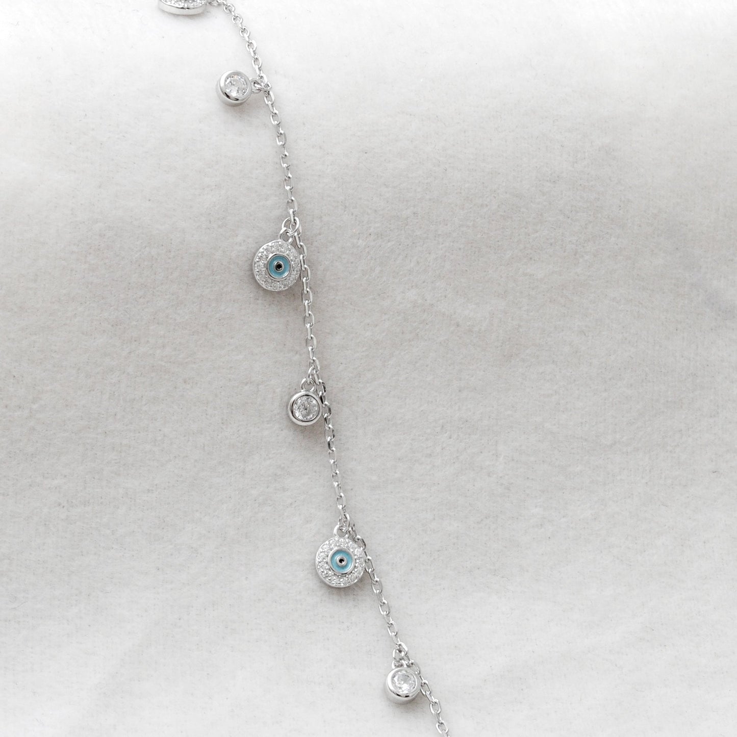 Cubic Zirconia Evil Eye Bracelet – 925 Silver, Rose Gold & Silver Plated, 8 Inch Gift for Wife