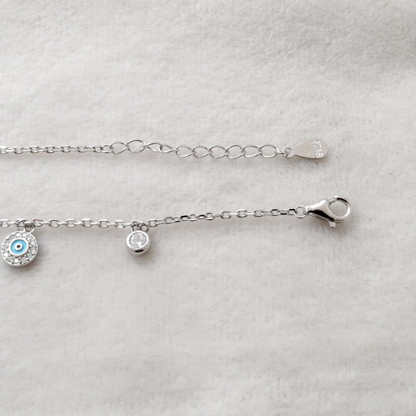 Cubic Zirconia Evil Eye Bracelet – 925 Silver, Rose Gold & Silver Plated, 8 Inch Gift for Wife