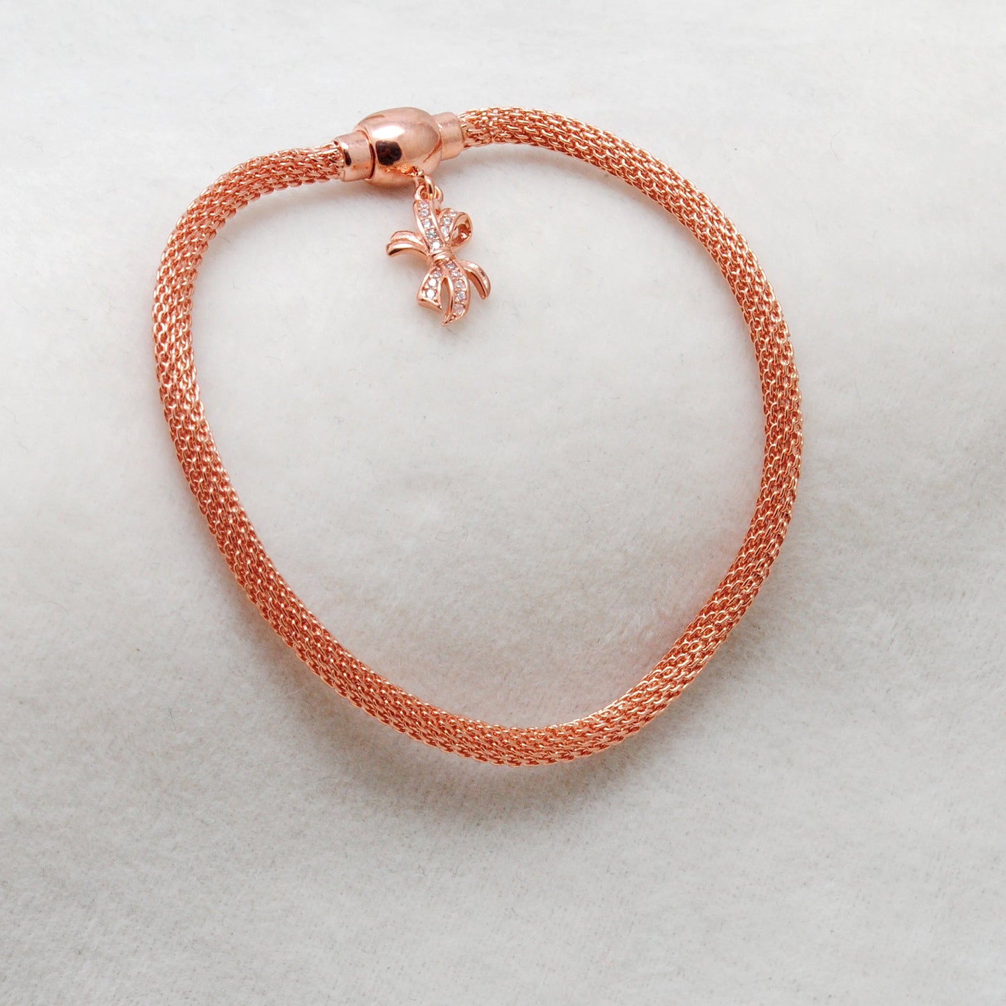 925 Sterling Silver CZ Flower Openable Bracelet – Rose Gold Plated – Handmade Jewelry, Gift for Her