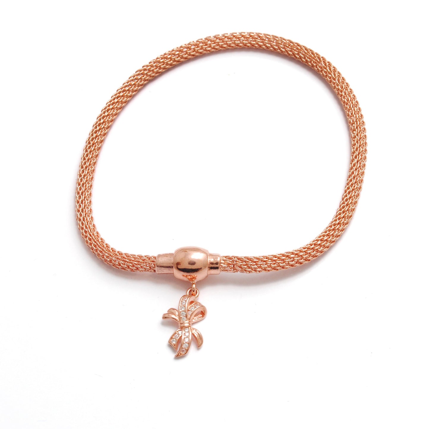 925 Sterling Silver CZ Flower Openable Bracelet – Rose Gold Plated – Handmade Jewelry, Gift for Her