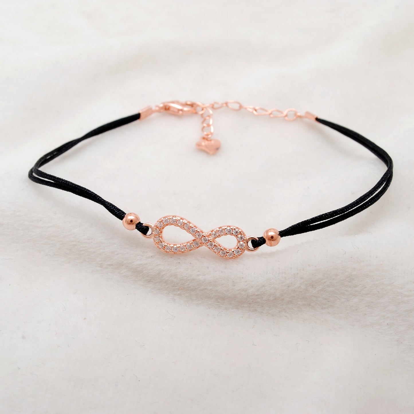 925 Sterling Silver Infinity CZ Bracelet, 8-Inch, Rose Gold & Silver Plated, Symbolic Jewelry
