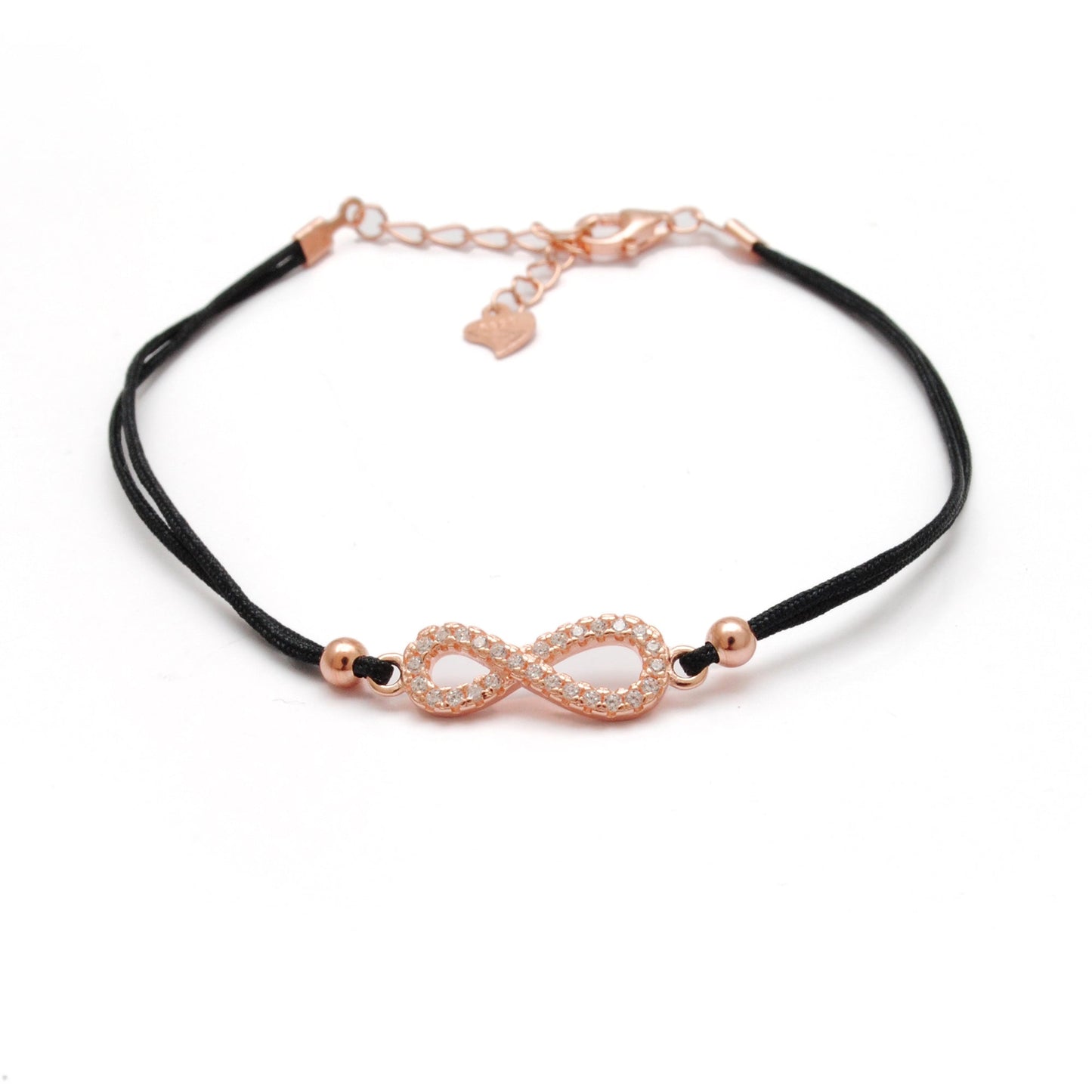 925 Sterling Silver Infinity CZ Bracelet, 8-Inch, Rose Gold & Silver Plated, Symbolic Jewelry