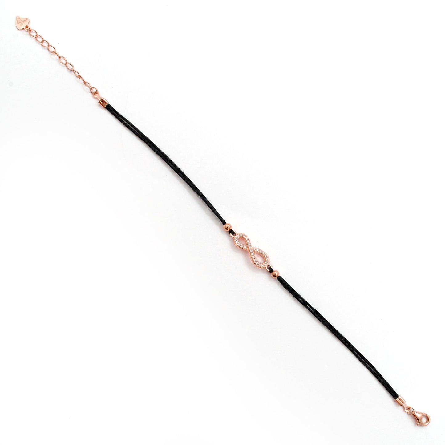 925 Sterling Silver Infinity CZ Bracelet, 8-Inch, Rose Gold & Silver Plated, Symbolic Jewelry