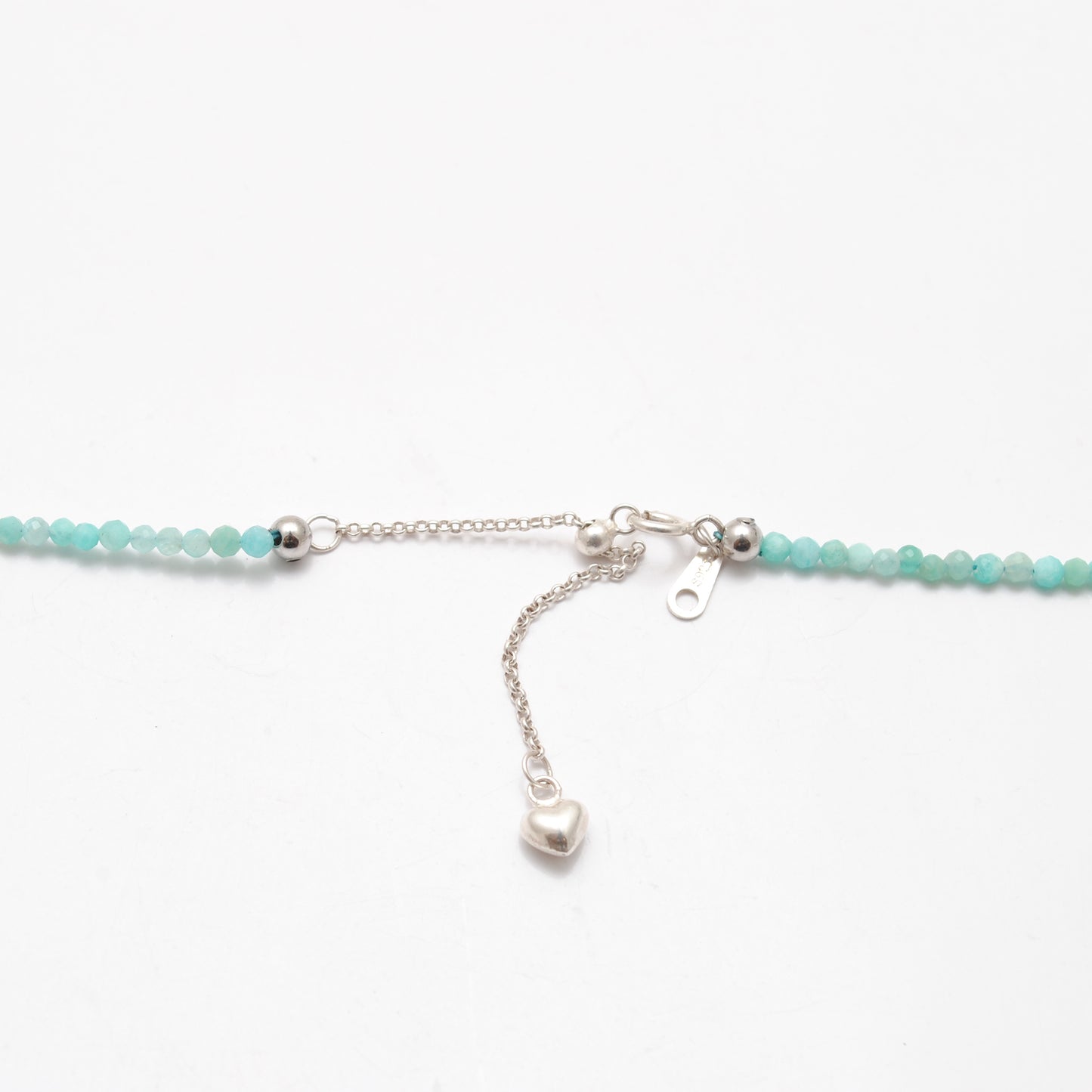Amazonite Beaded Necklace with Sterling Silver – Micro Faceted 2mm Beads
