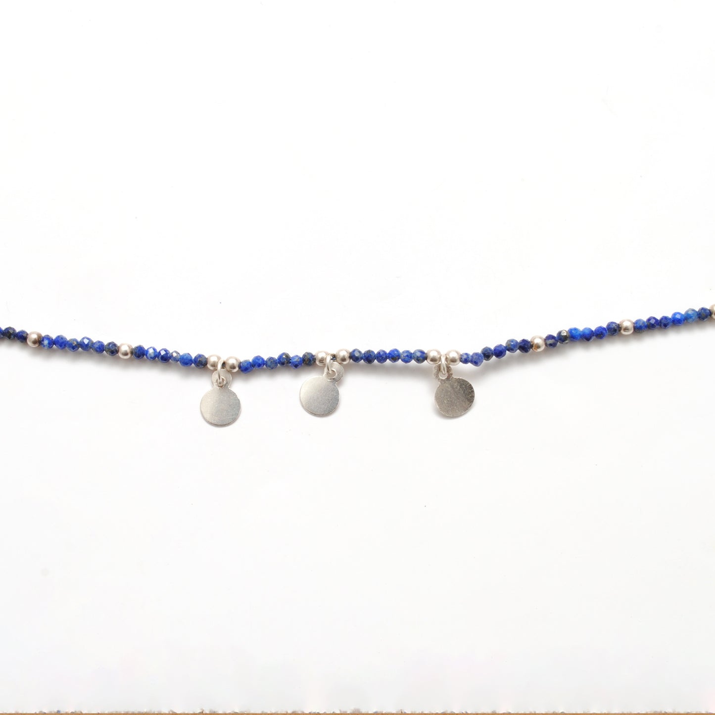 Lapis Lazuli Faceted Gemstone Beaded Silver Charm Necklace
