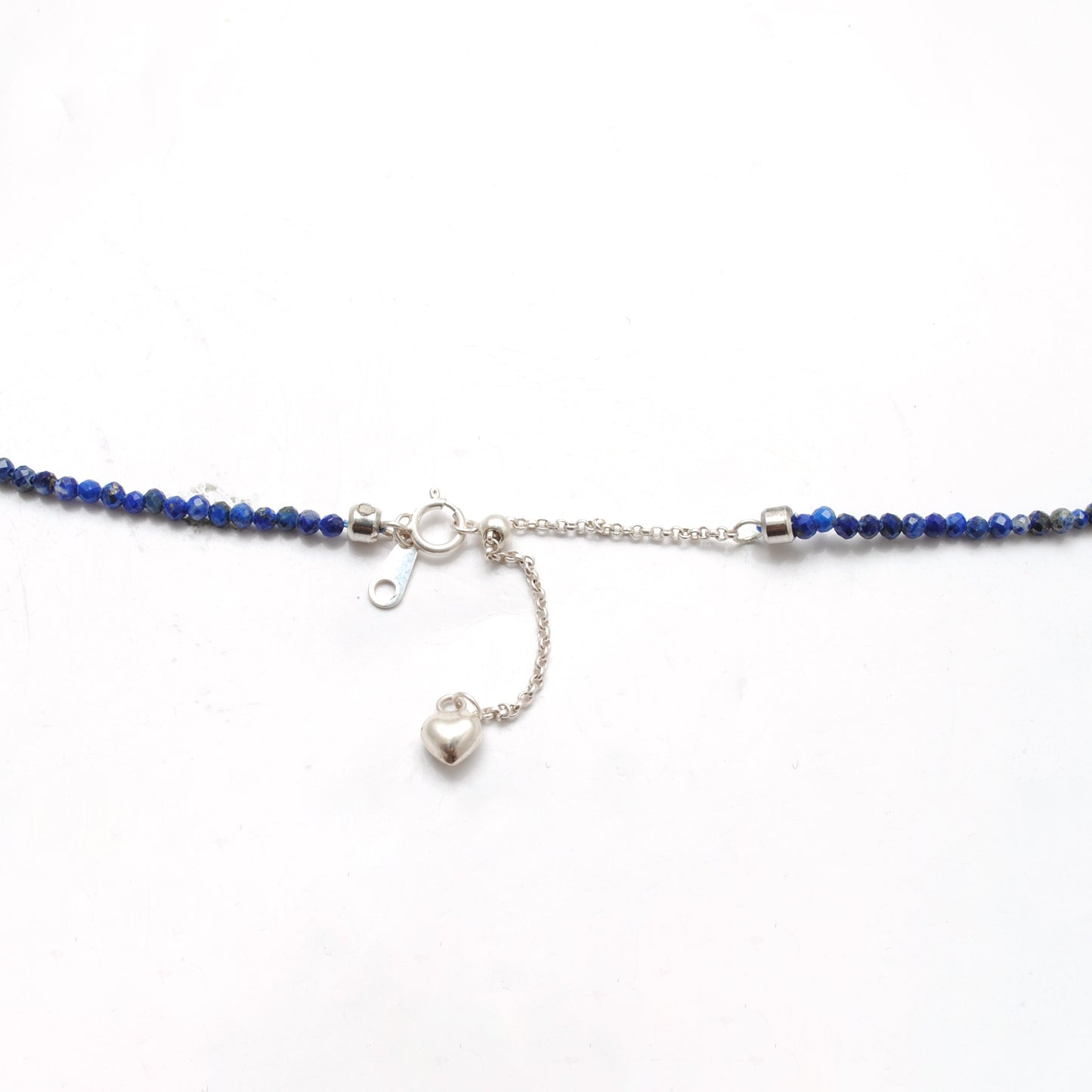 Lapis Lazuli Faceted Gemstone Beaded Silver Charm Necklace
