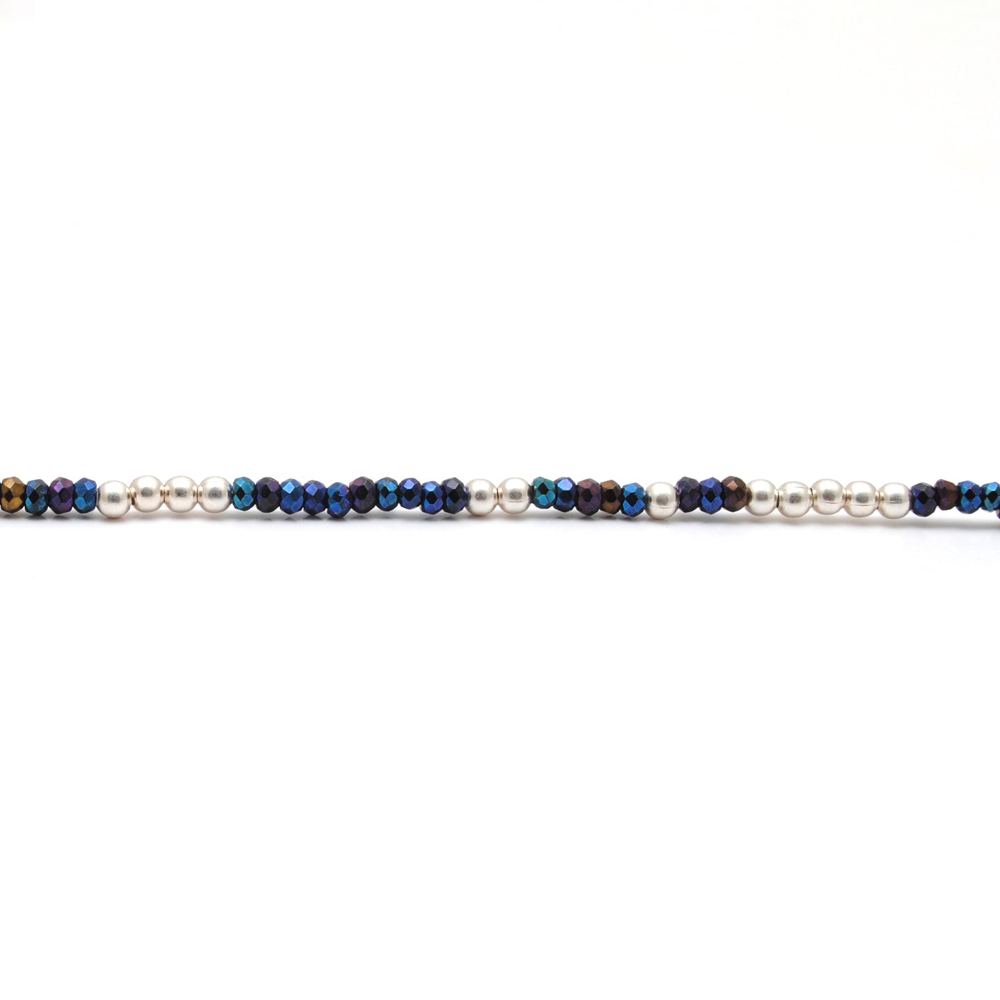 Black Spinel Blue Mystic Coated 925 Sterling Silver Beaded Necklace