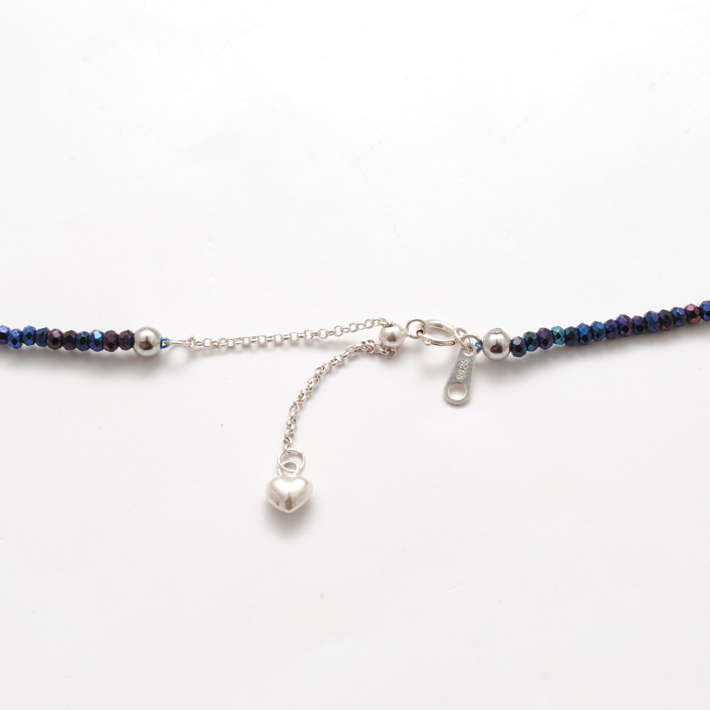 Black Spinel Blue Mystic Coated 925 Sterling Silver Beaded Necklace