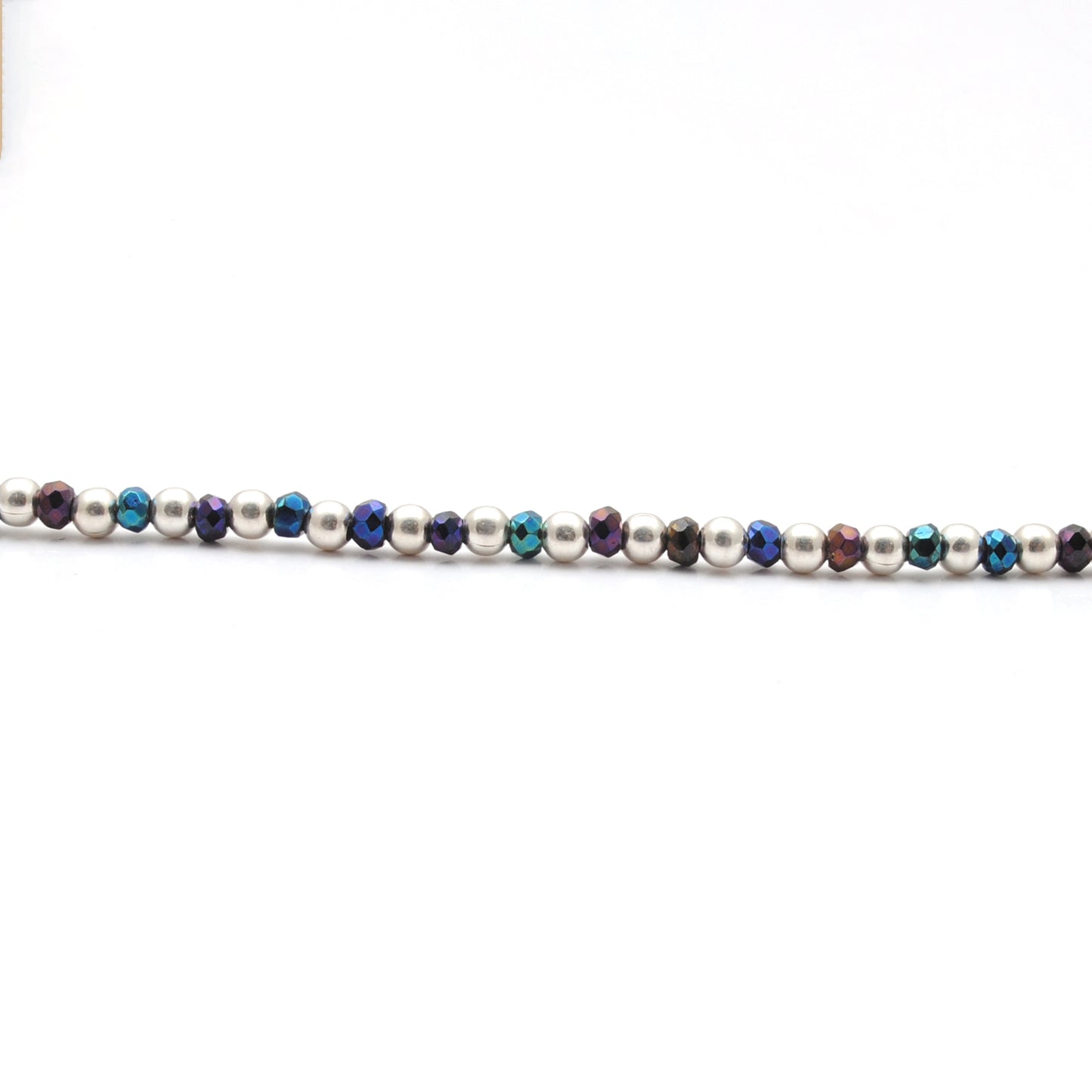Black Spinel Mystic Coated Silver Beaded Charm Necklace