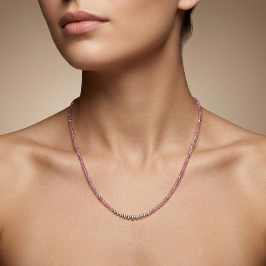 Shop Now ! Pink Tourmaline Beaded Necklace