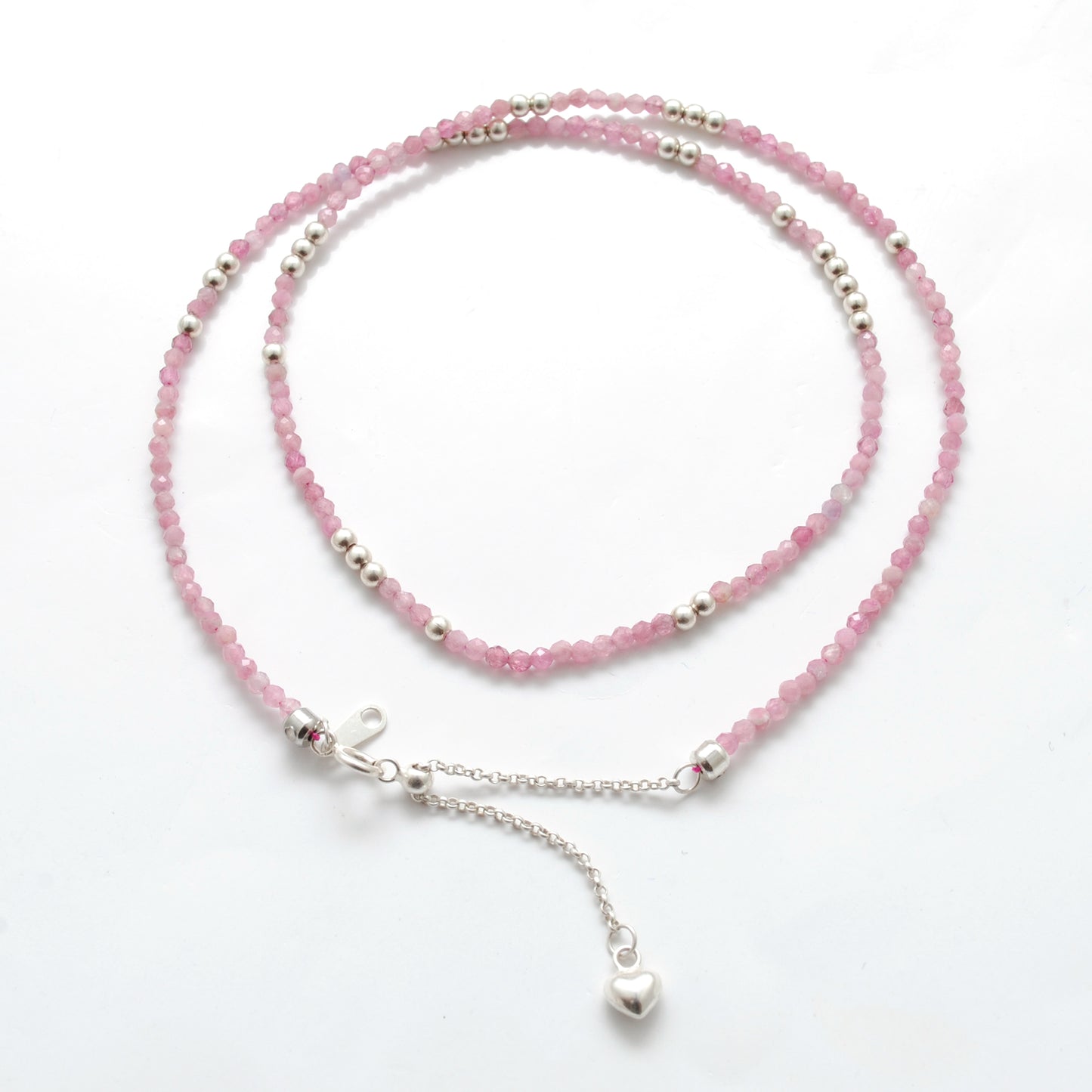 Pink Tourmaline Minimalist Silver Charm Necklace