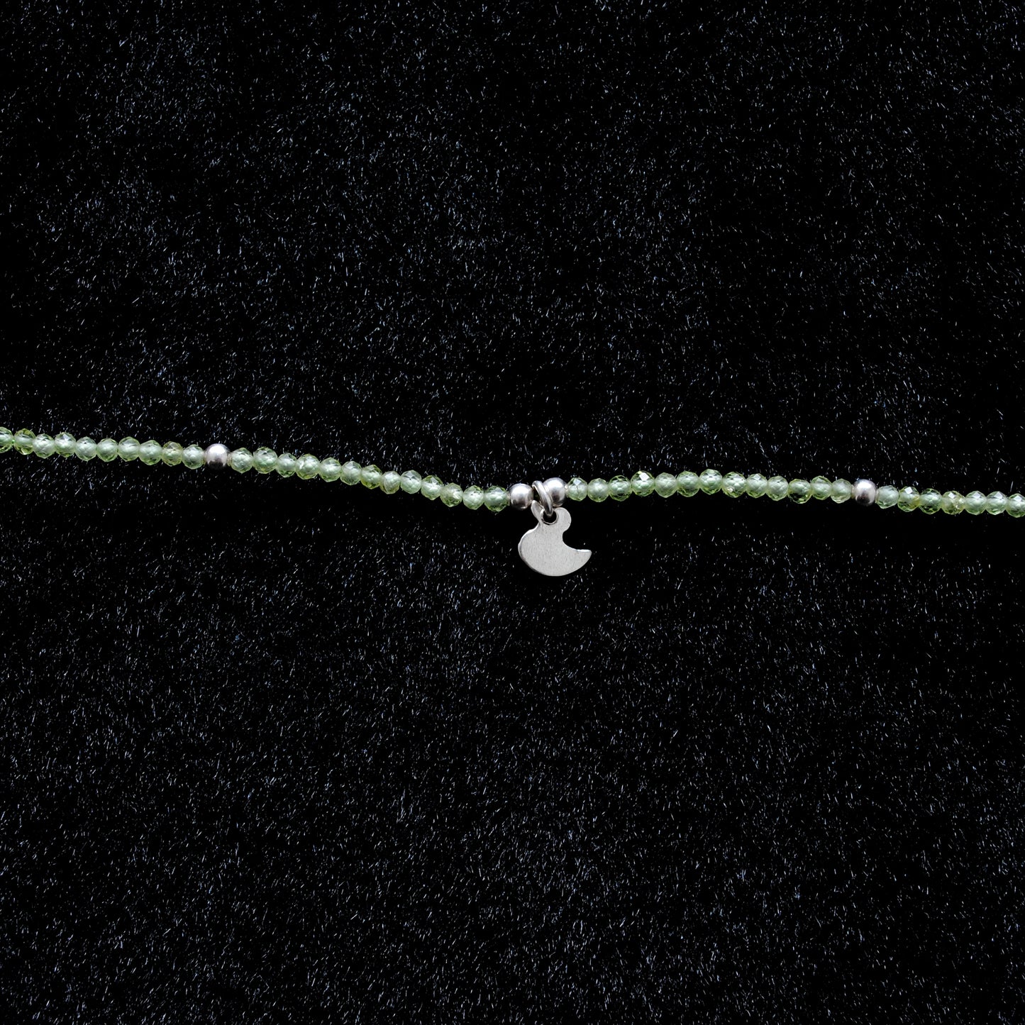 Peridot Rondelle Beaded Necklace with Sterling Silver Charm – 2mm Beads