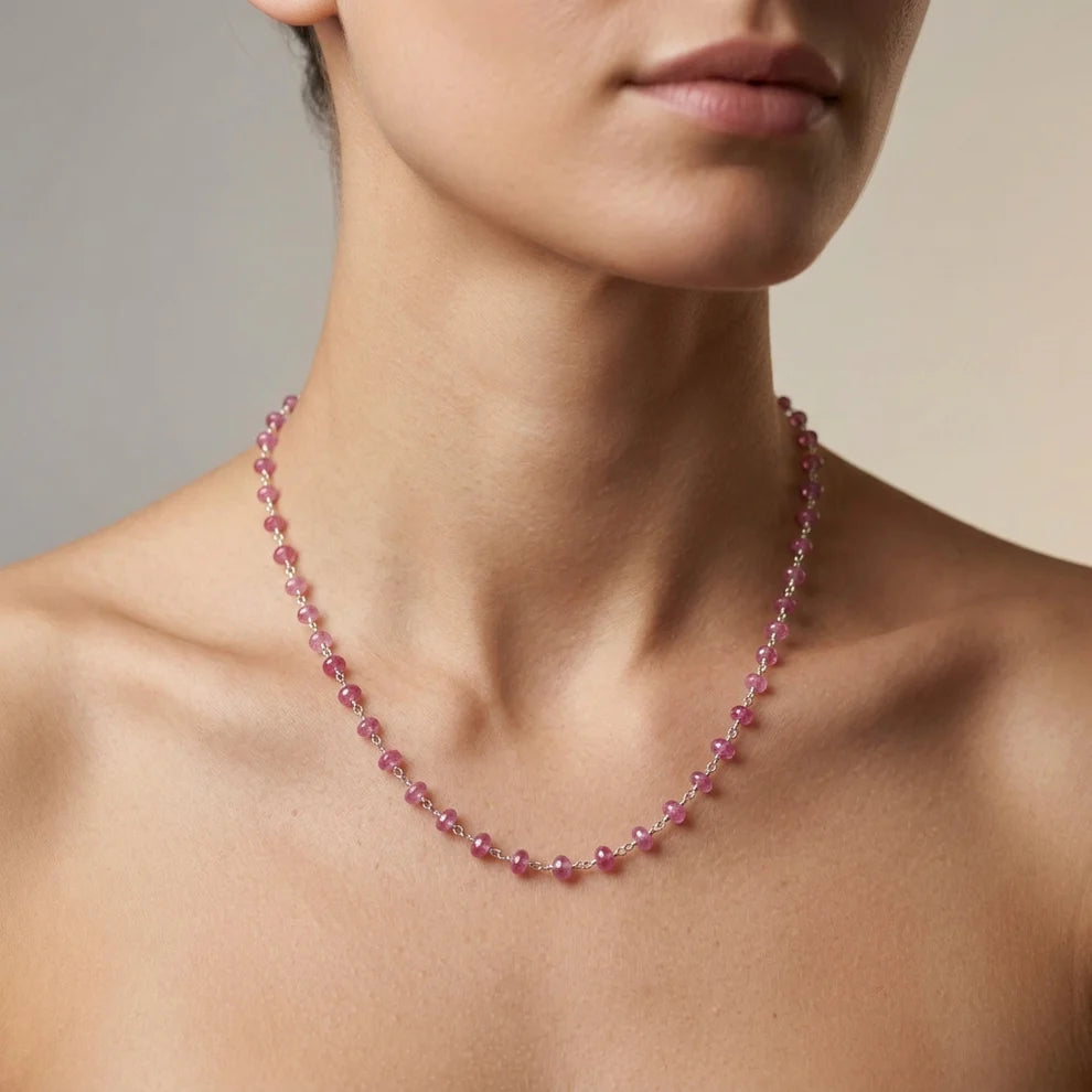 Elegant Handmade Ruby Necklace with 925 Sterling Silver Chain