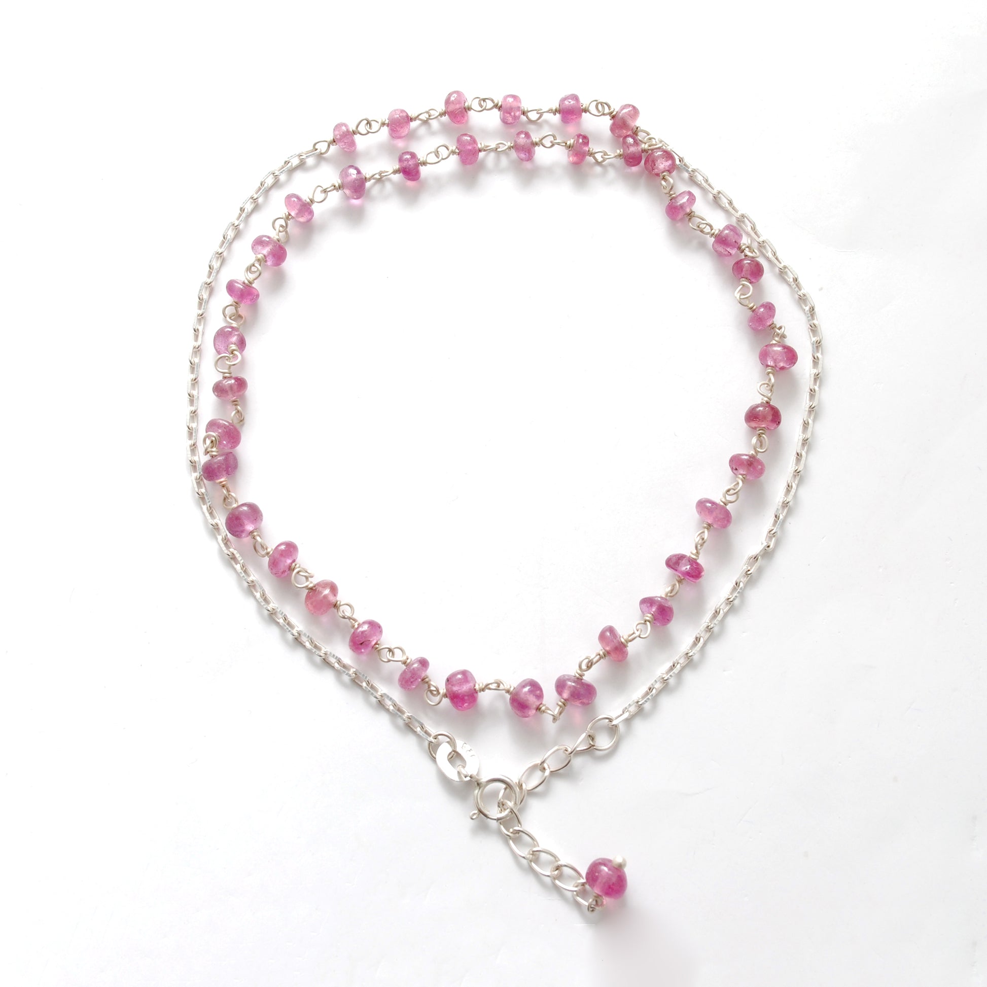 "Elegant handmade ruby necklace with 925 sterling silver chain, dainty red gemstone jewelry for women."