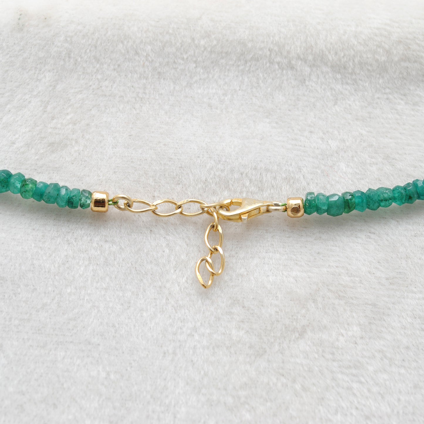 Emerald Rondelle Beaded Necklace with Diamond Pendant – Sterling Silver