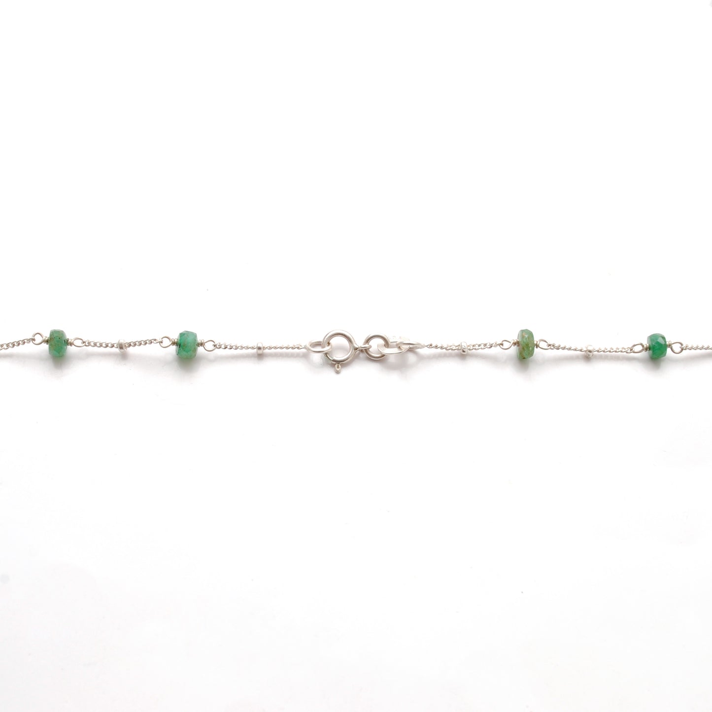 Natural emerald tiny beaded choker chain necklace with delicate green gemstone beads and minimalist design