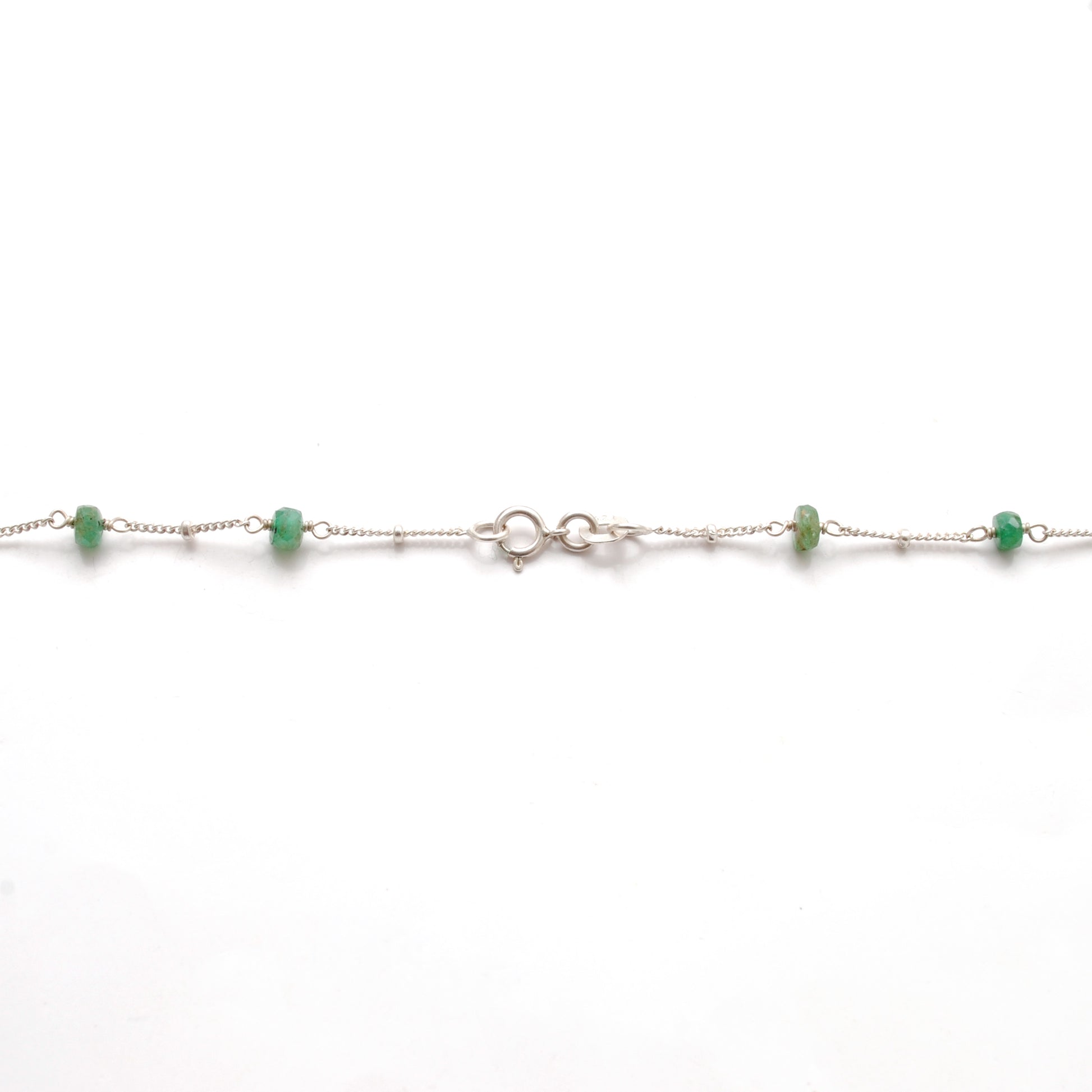 Natural emerald tiny beaded choker chain necklace with delicate green gemstone beads and minimalist design