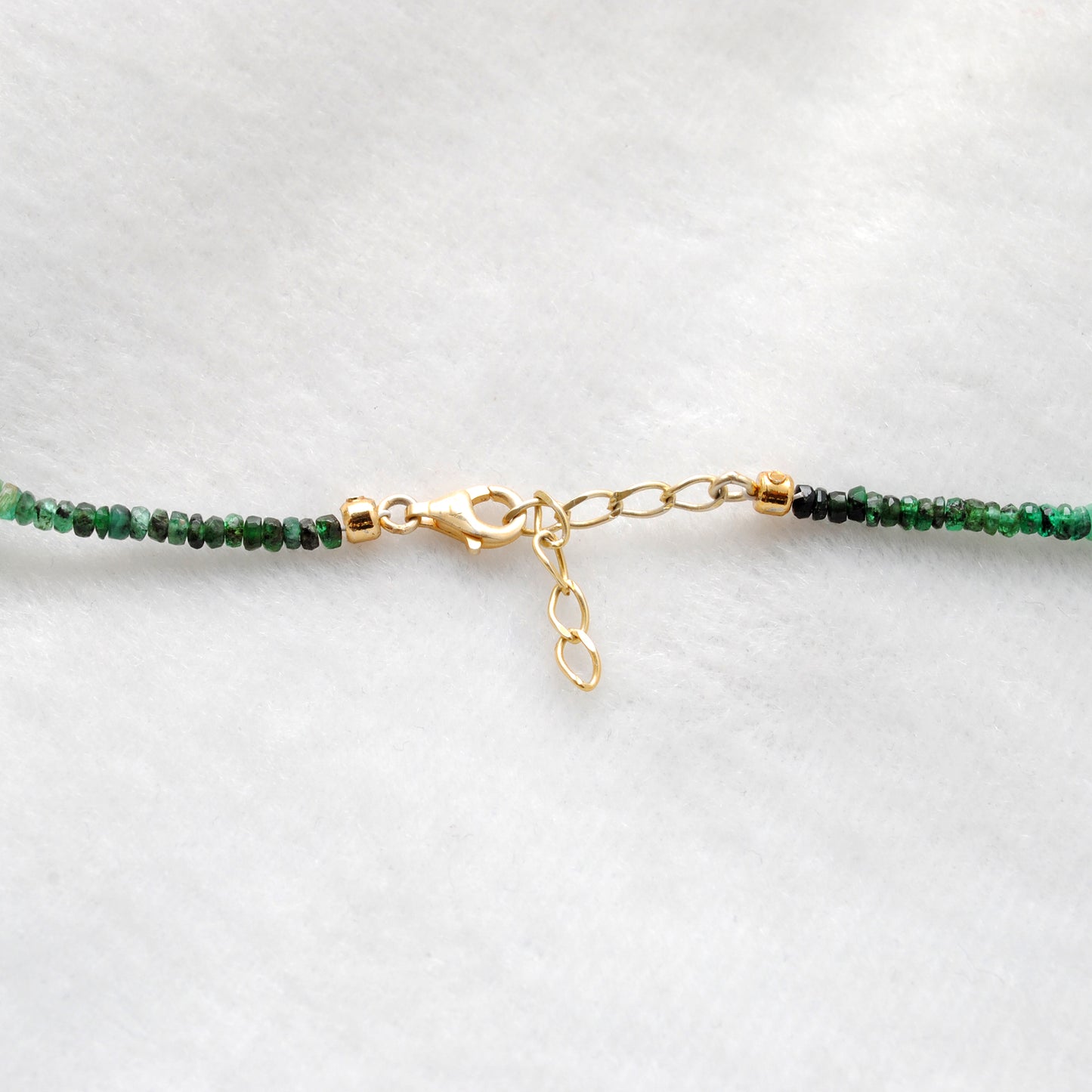 Emerald Beaded Necklace with Gold-Plated Sterling Silver & Pearl Accent