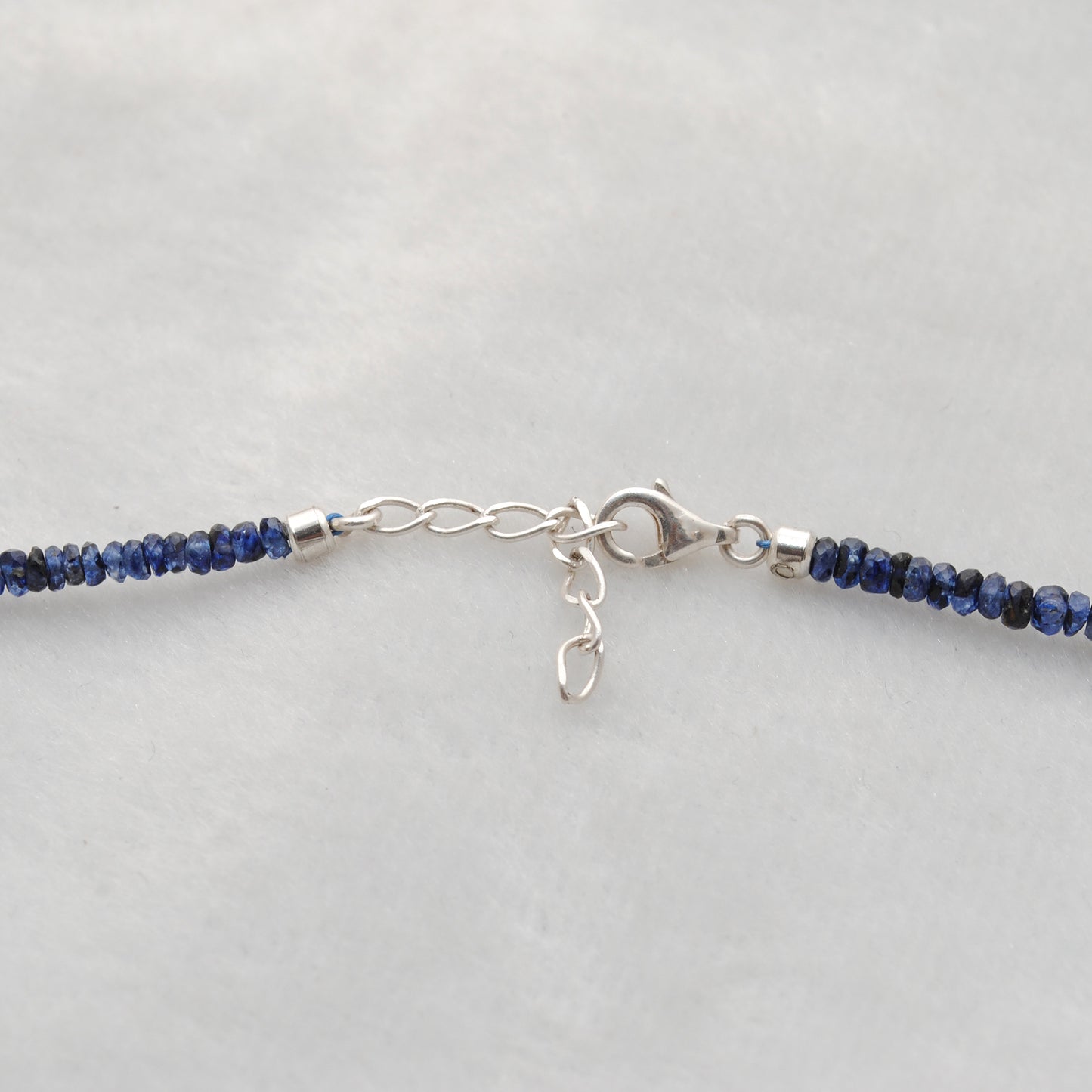 Blue Sapphire Faceted Rondelle Beaded Necklace with Freshwater Pearl & 925 Sterling Silver