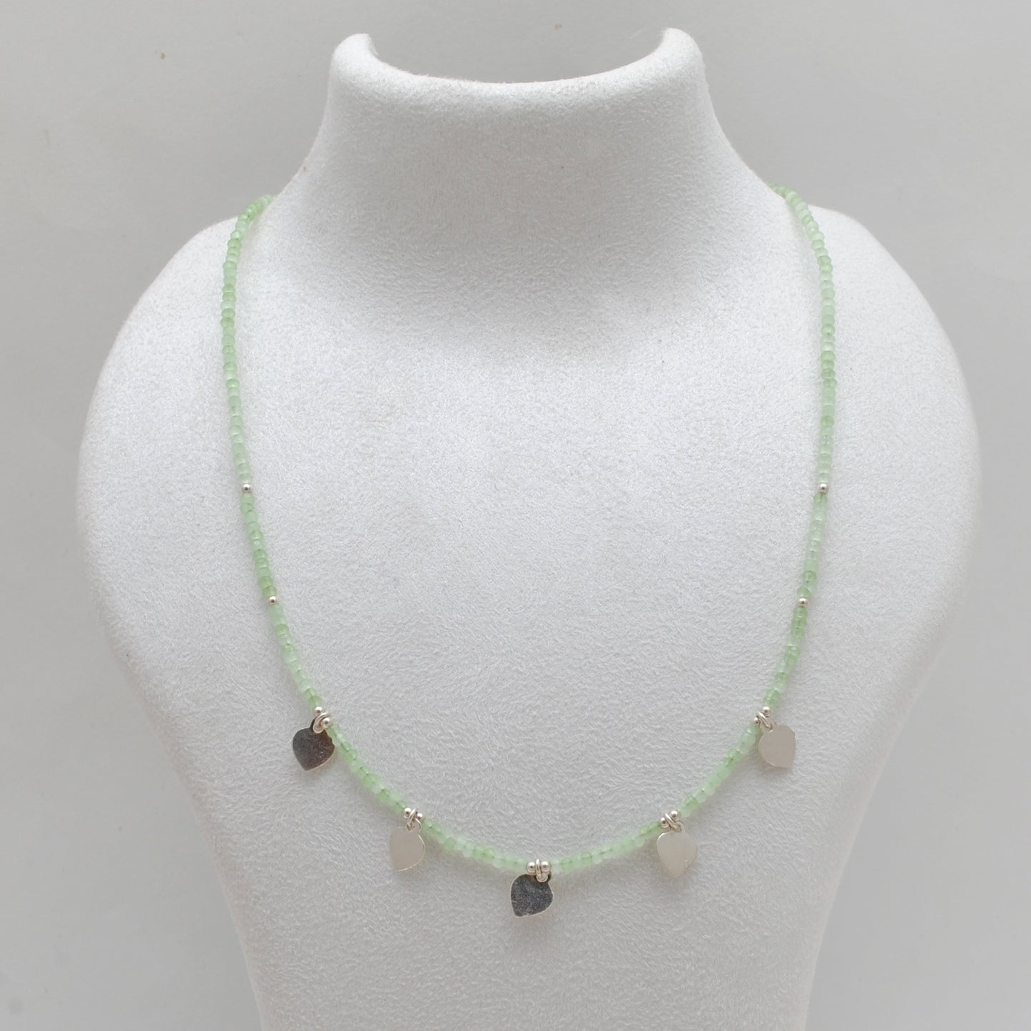 Prehnite Beads Necklace | Handmade Green Gemstone Jewelry | Delicate Necklace Gift for Women