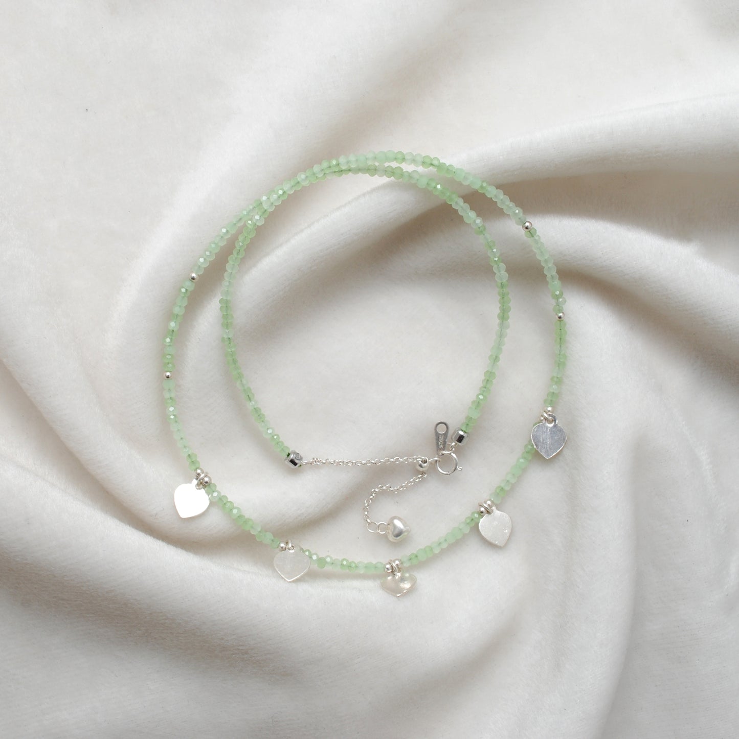 Prehnite Beads Necklace | Handmade Green Gemstone Jewelry | Delicate Necklace Gift for Women