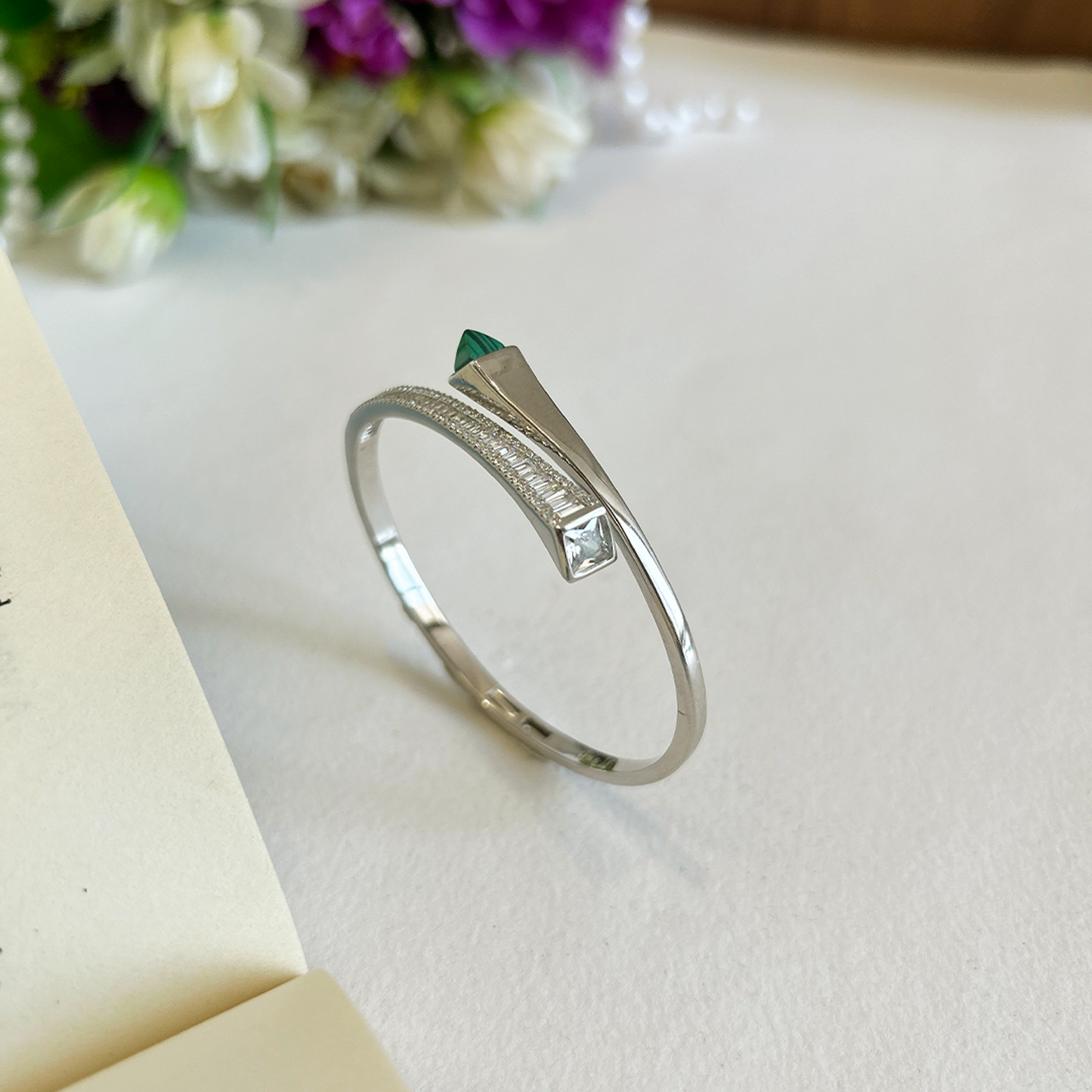 Asymmetric Geometric Tapered Sterling Silver Cuff Bracelet