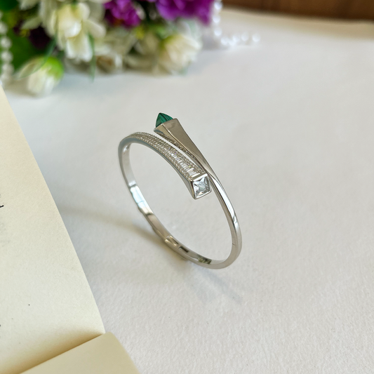 Asymmetric Geometric Tapered Sterling Silver Cuff Bracelet
