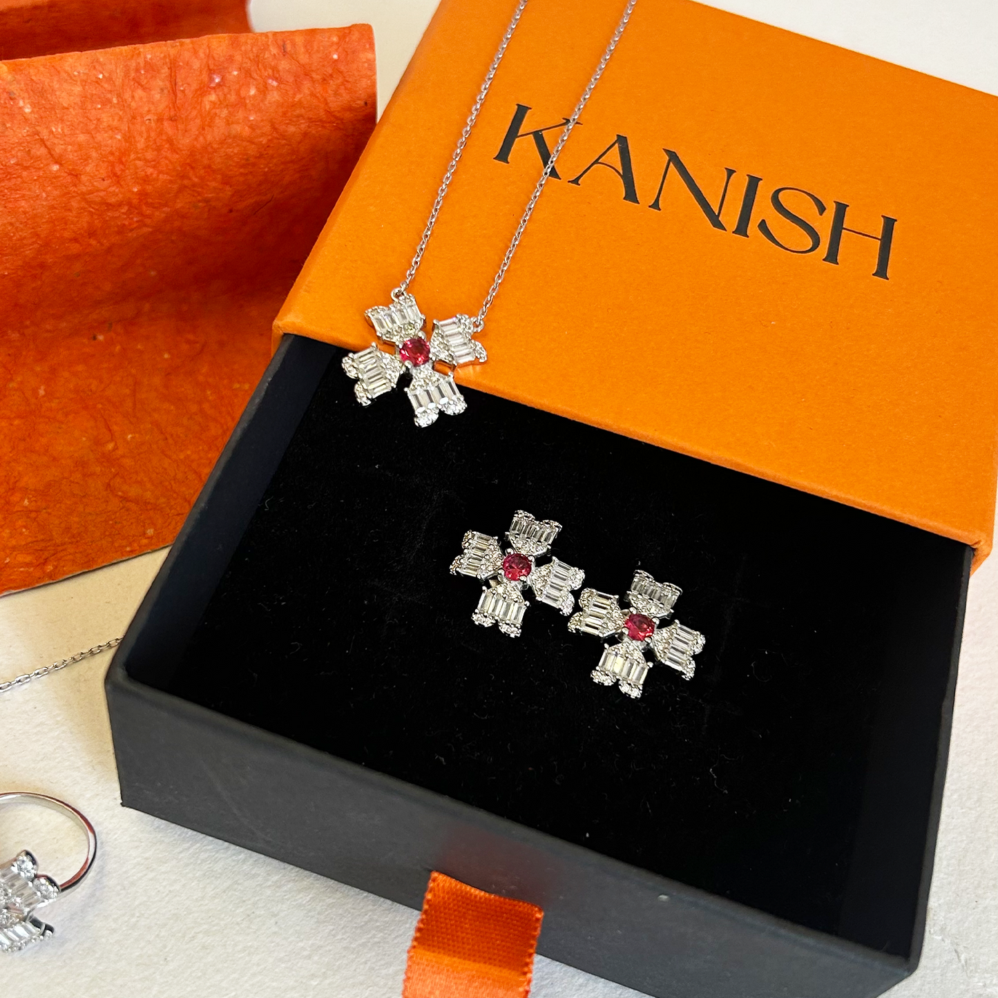 Baguette Crystal Blossom Capsule Jewelry Set
