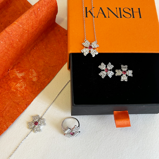 Baguette Crystal Blossom Capsule Jewelry Set