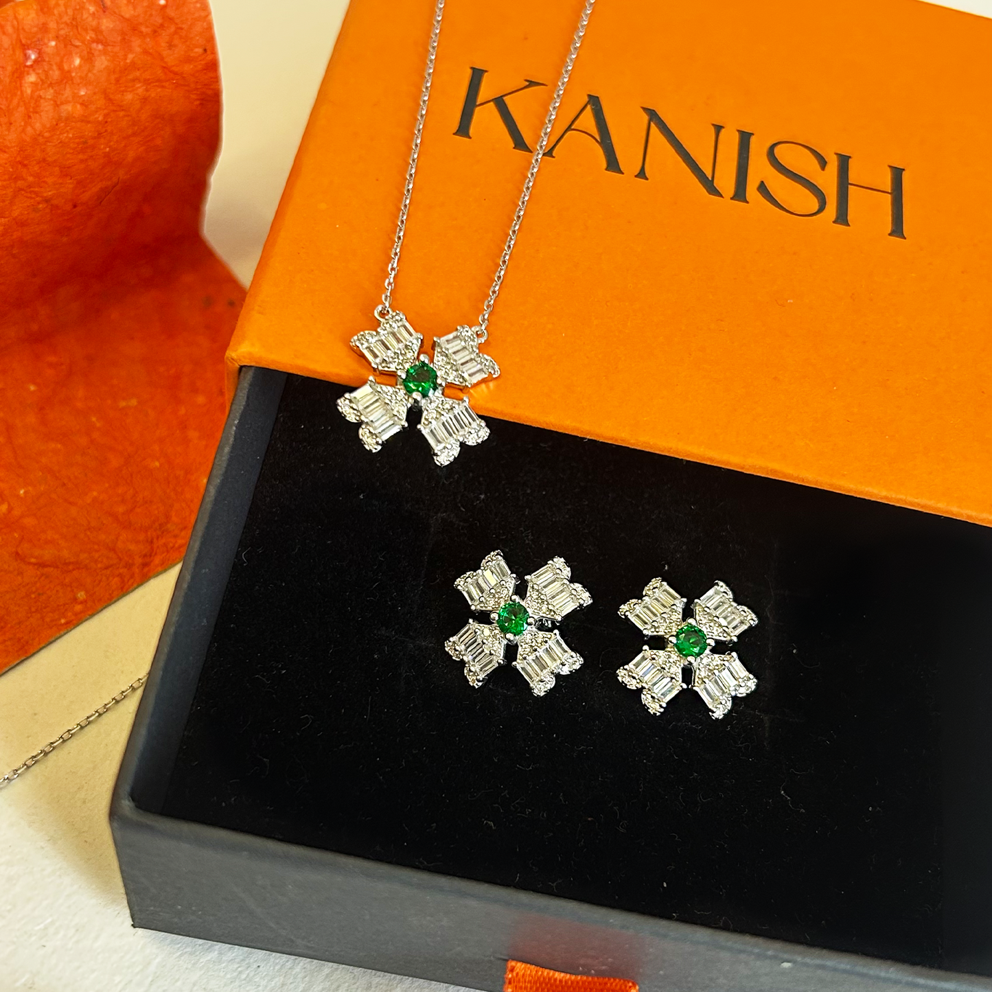 Baguette Crystal Blossom Capsule Jewelry Set