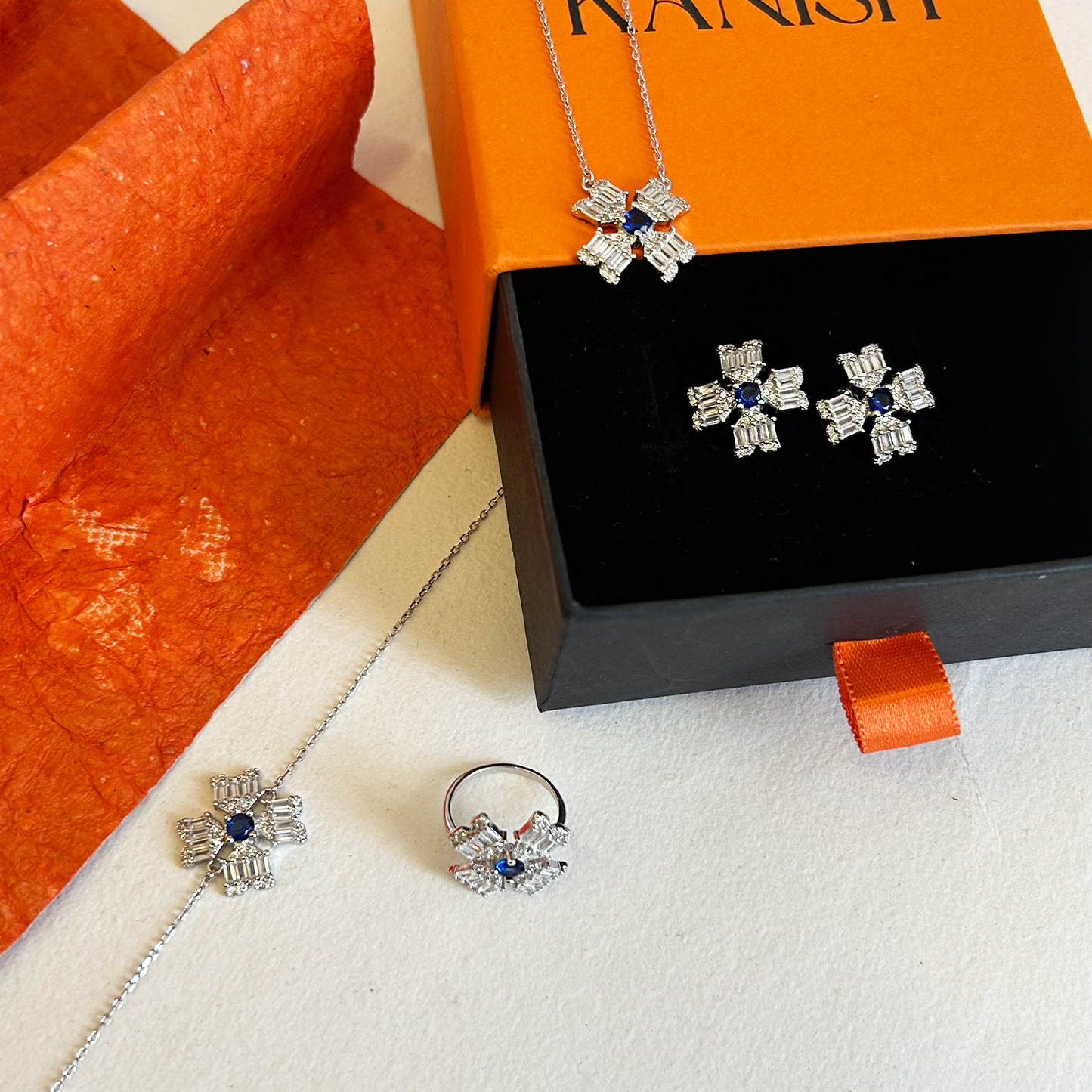 Baguette Crystal Blossom Capsule Jewelry Set