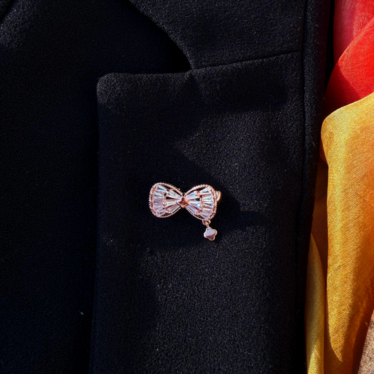 Baguette Crystal Ribbon Bow Brooch