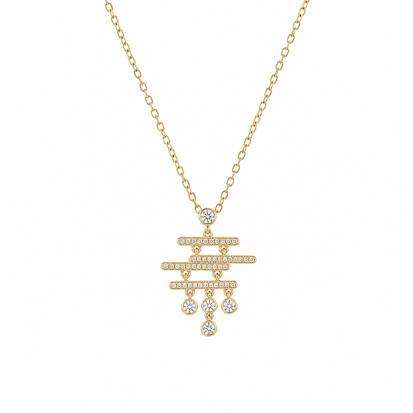 Cascading Cz Gold Pendant Necklace