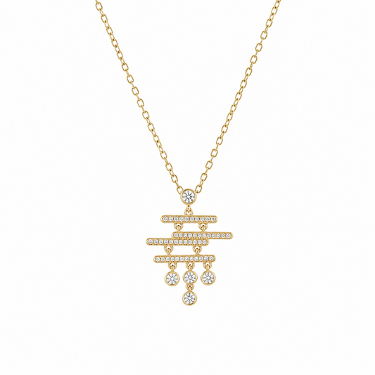 Cascading Cz Gold Pendant Necklace