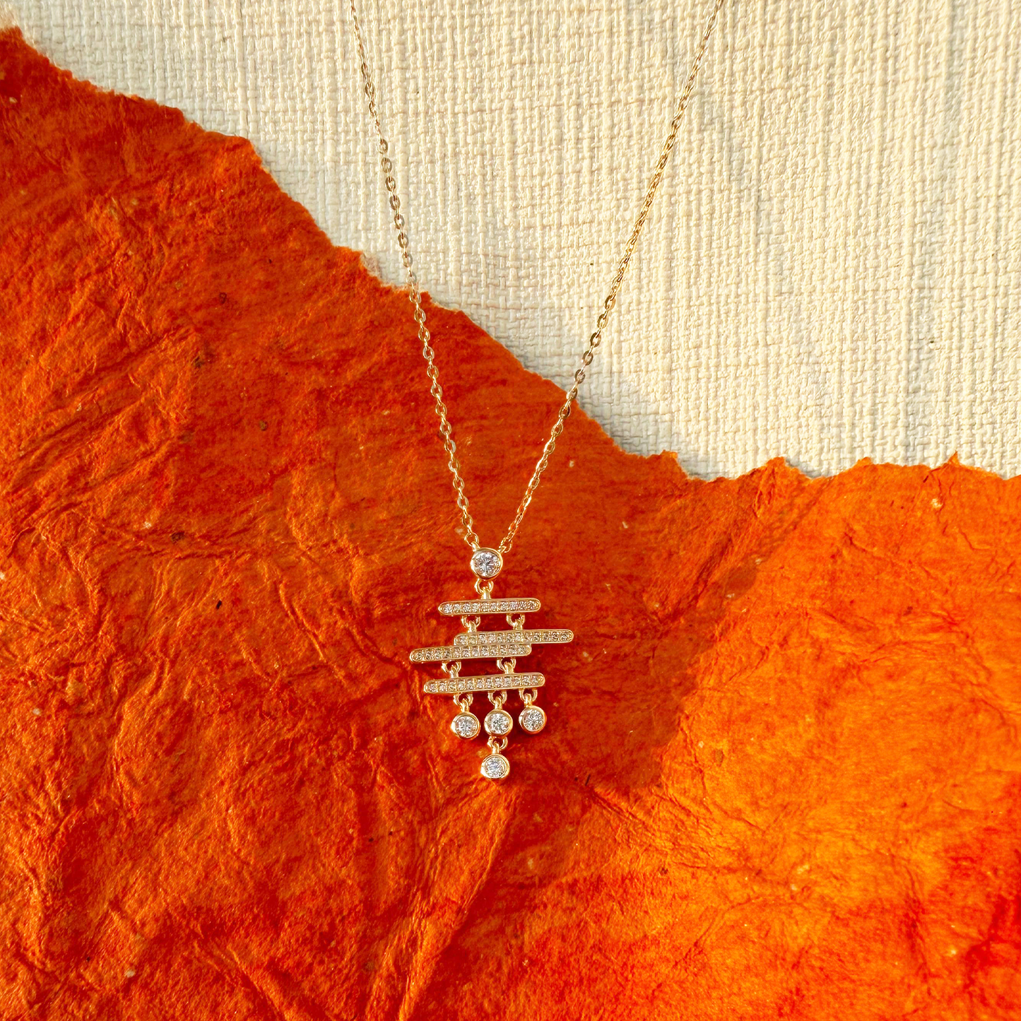 Cascading Cz Gold Pendant Necklace