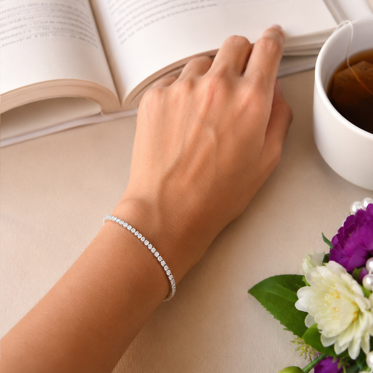 Classic Round Cut Cz Silver Tennis Bracelet
