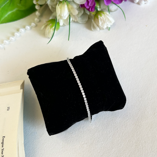 Classic Round Cut Cz Silver Tennis Bracelet