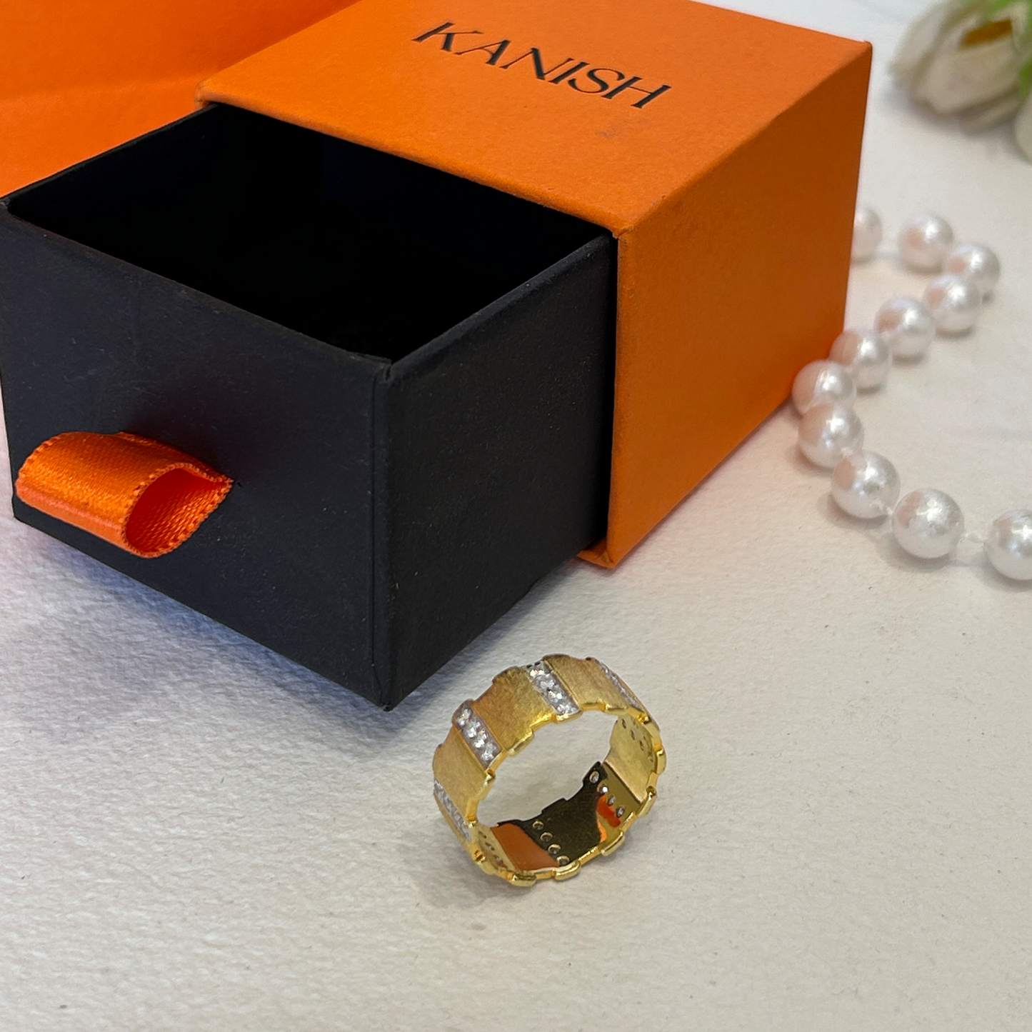 Classic Textured Segmented Brick Band Ring