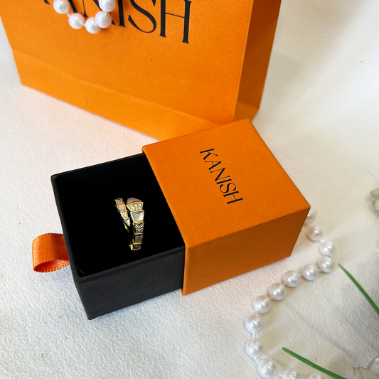 Cz Geometric Serpent Silver Ring