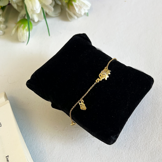 Dainty Lucky Elephant Motif Yellow Gold Plated Chain