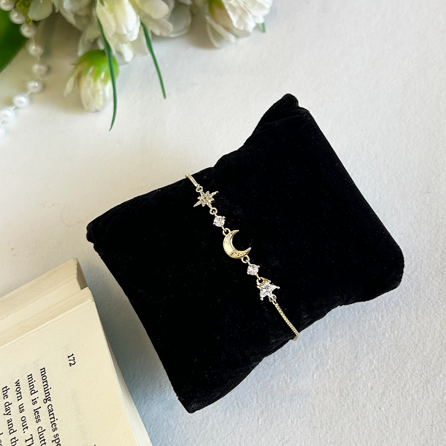 Dainty Starburst and Moon Motif Chain