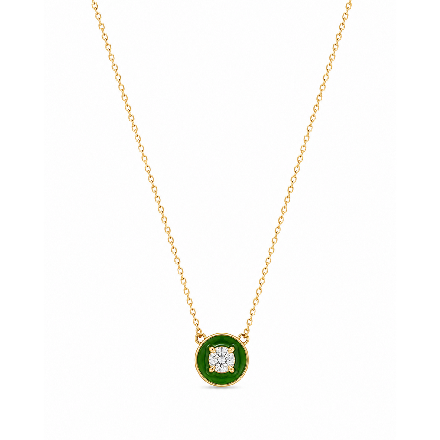 Green CZ Sterling Silver Pendant Chain